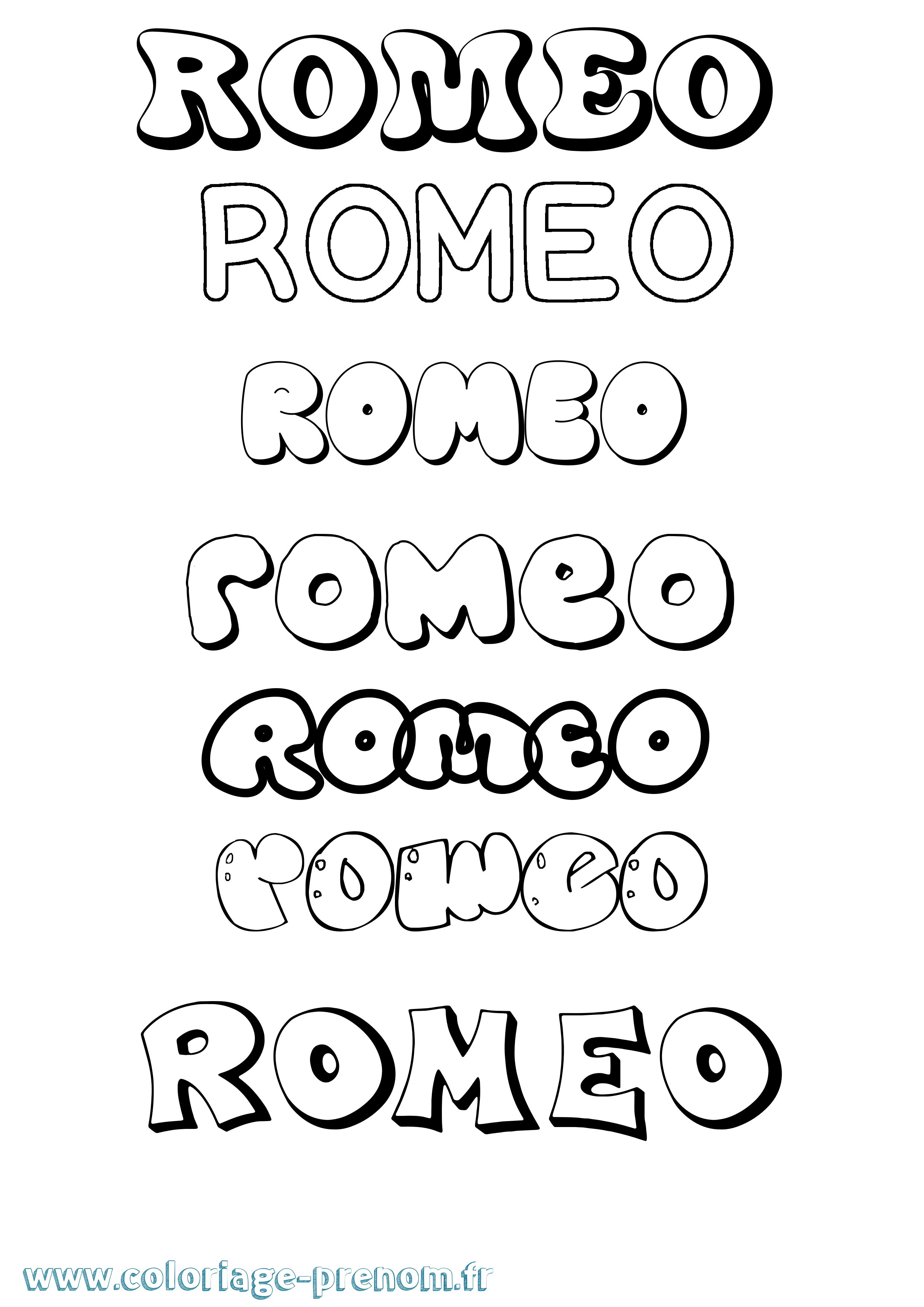 Coloriage prénom Romeo Bubble