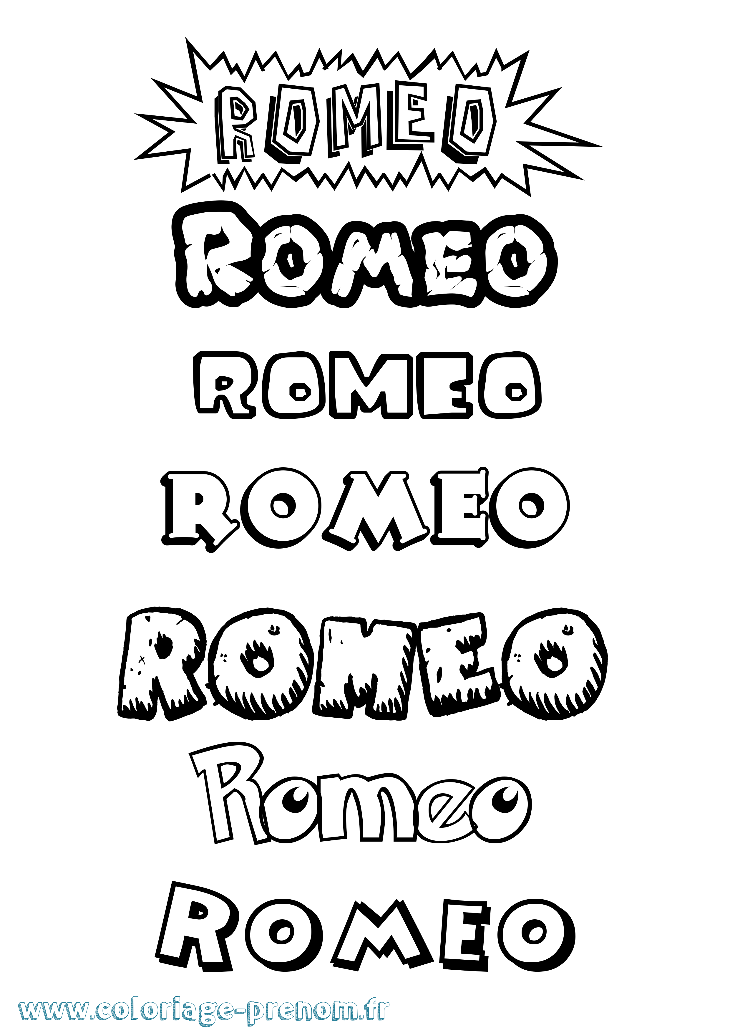Coloriage prénom Romeo Dessin Animé