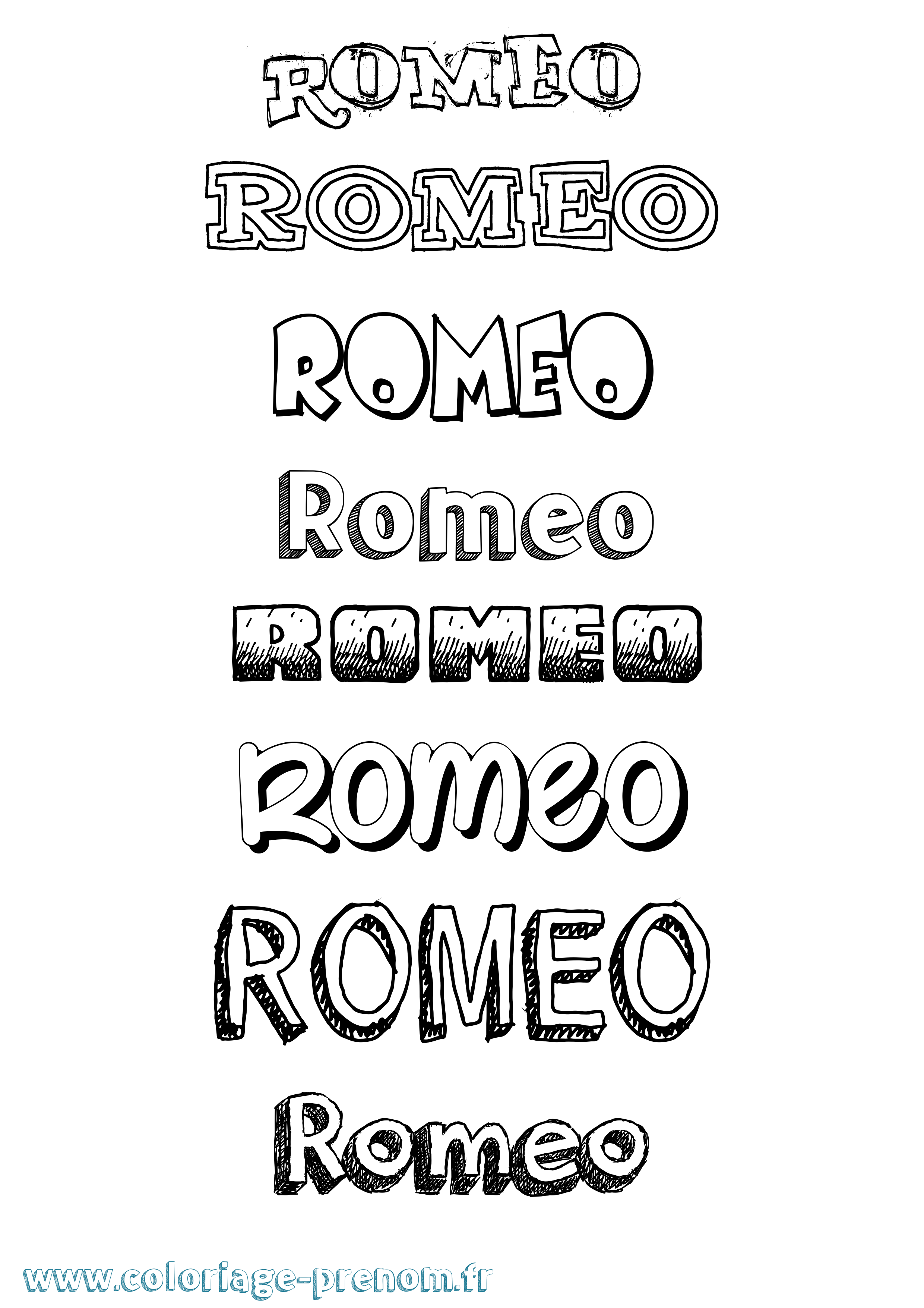Coloriage prénom Romeo Dessiné