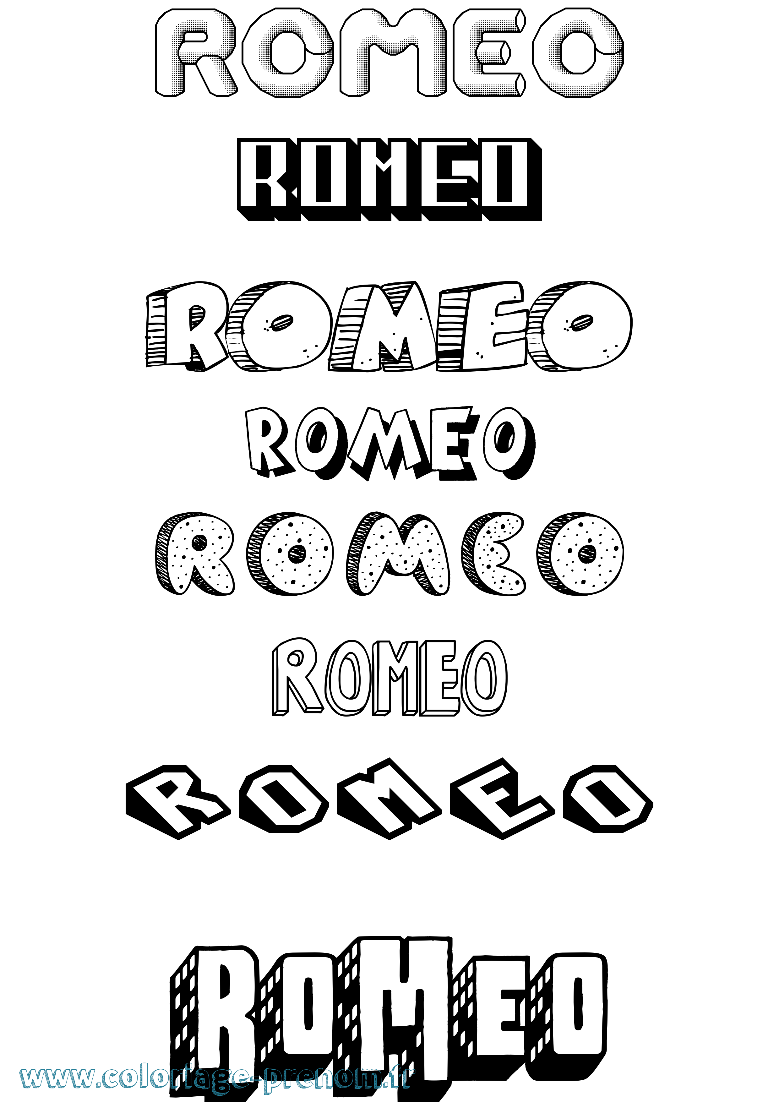Coloriage prénom Romeo Effet 3D