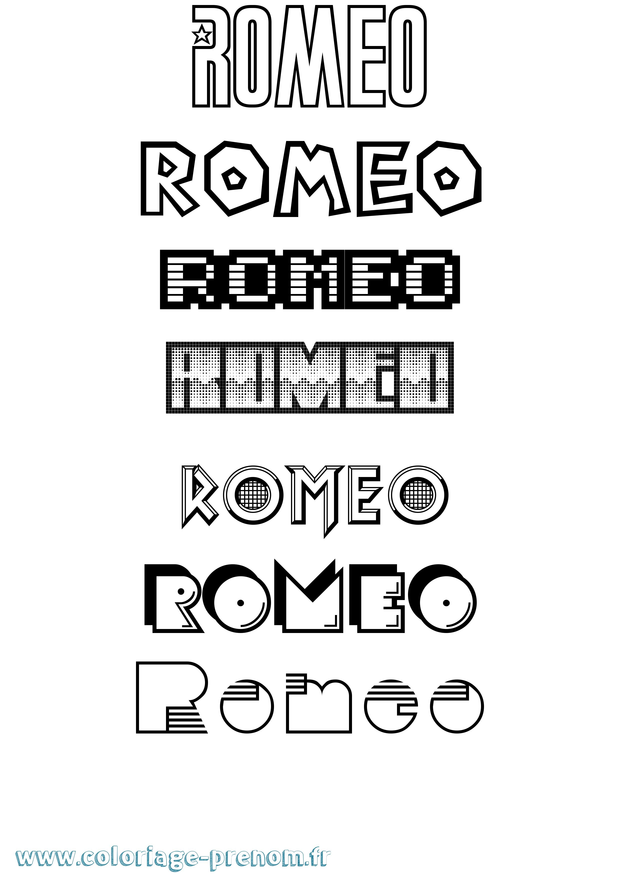 Coloriage prénom Romeo Jeux Vidéos