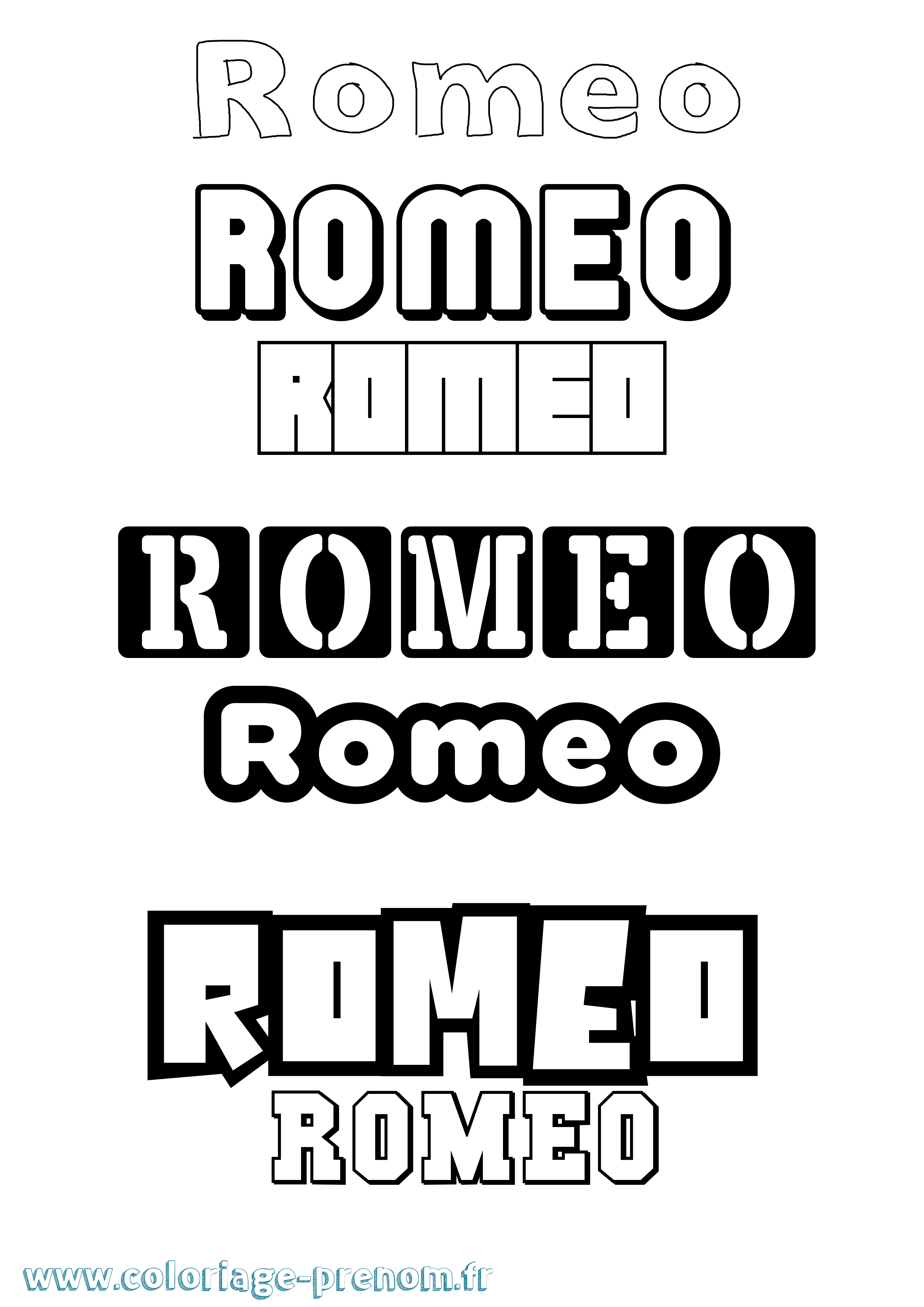 Coloriage prénom Romeo Simple