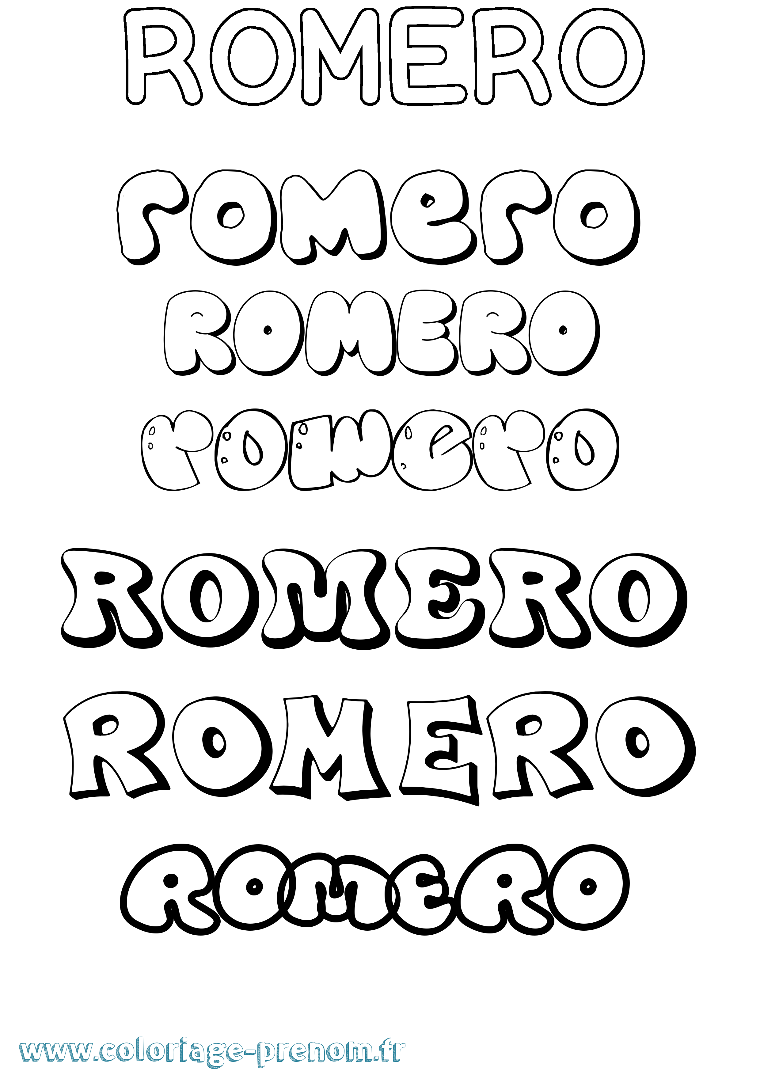 Coloriage prénom Romero Bubble