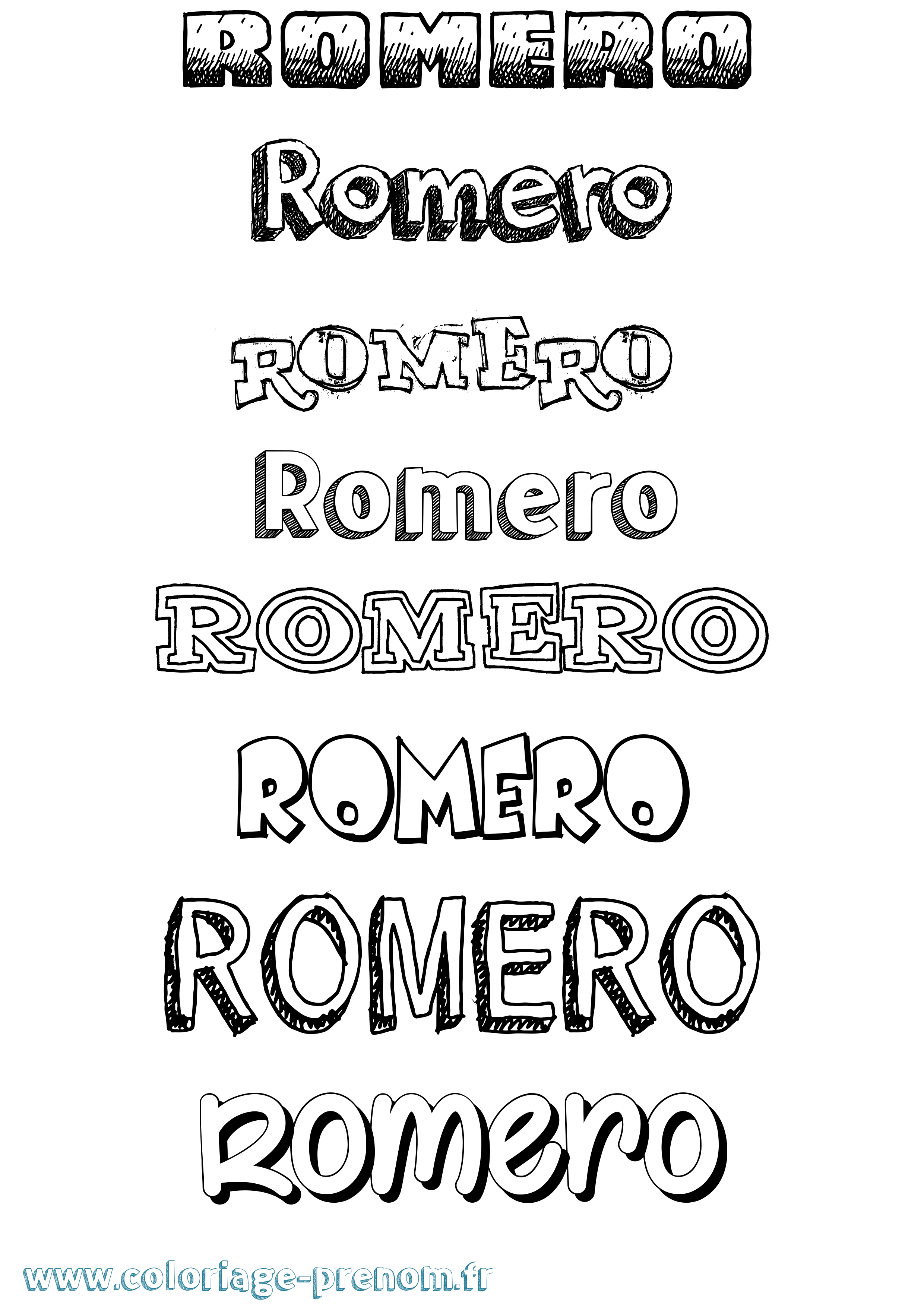 Coloriage prénom Romero Dessiné