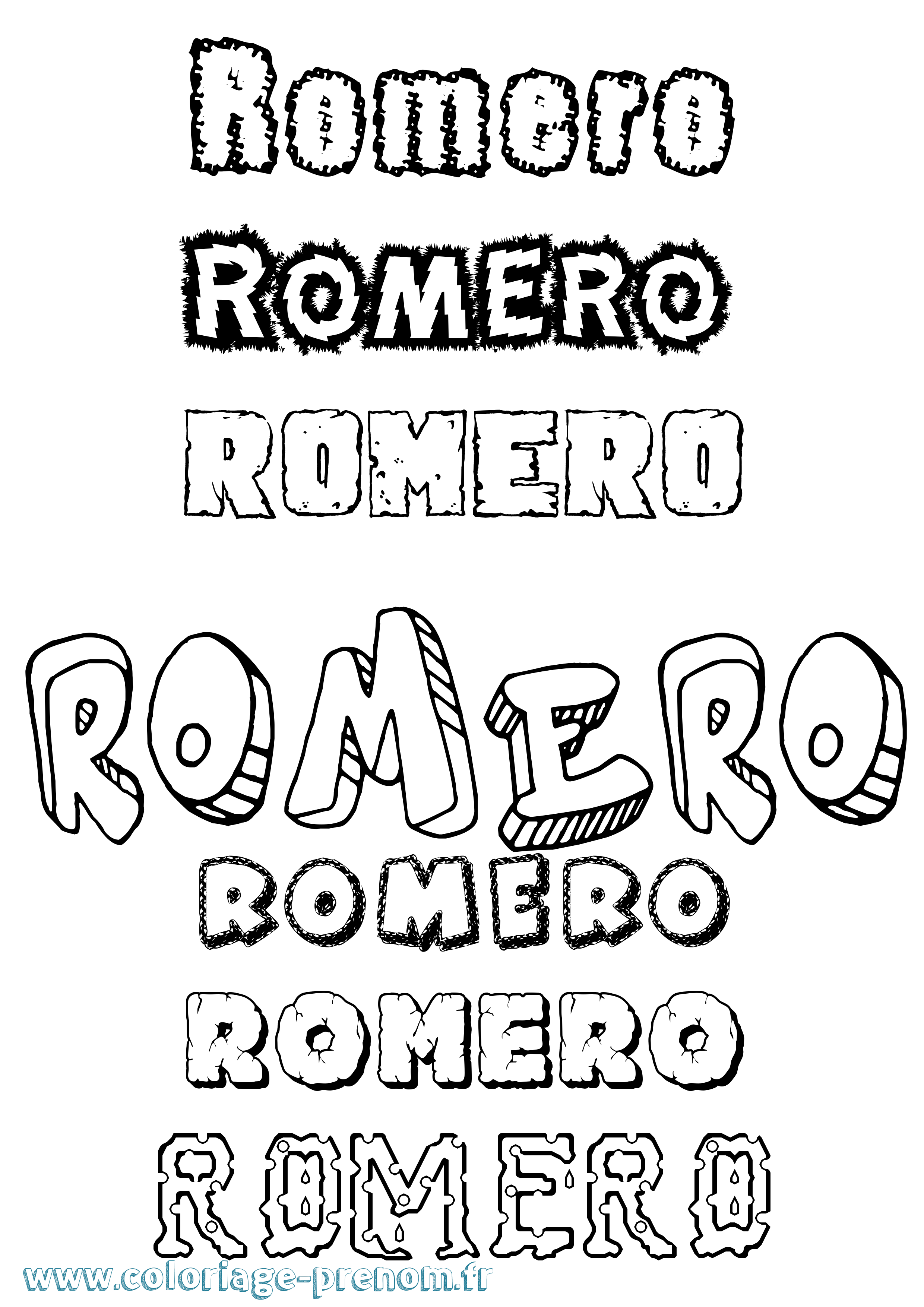 Coloriage prénom Romero Destructuré