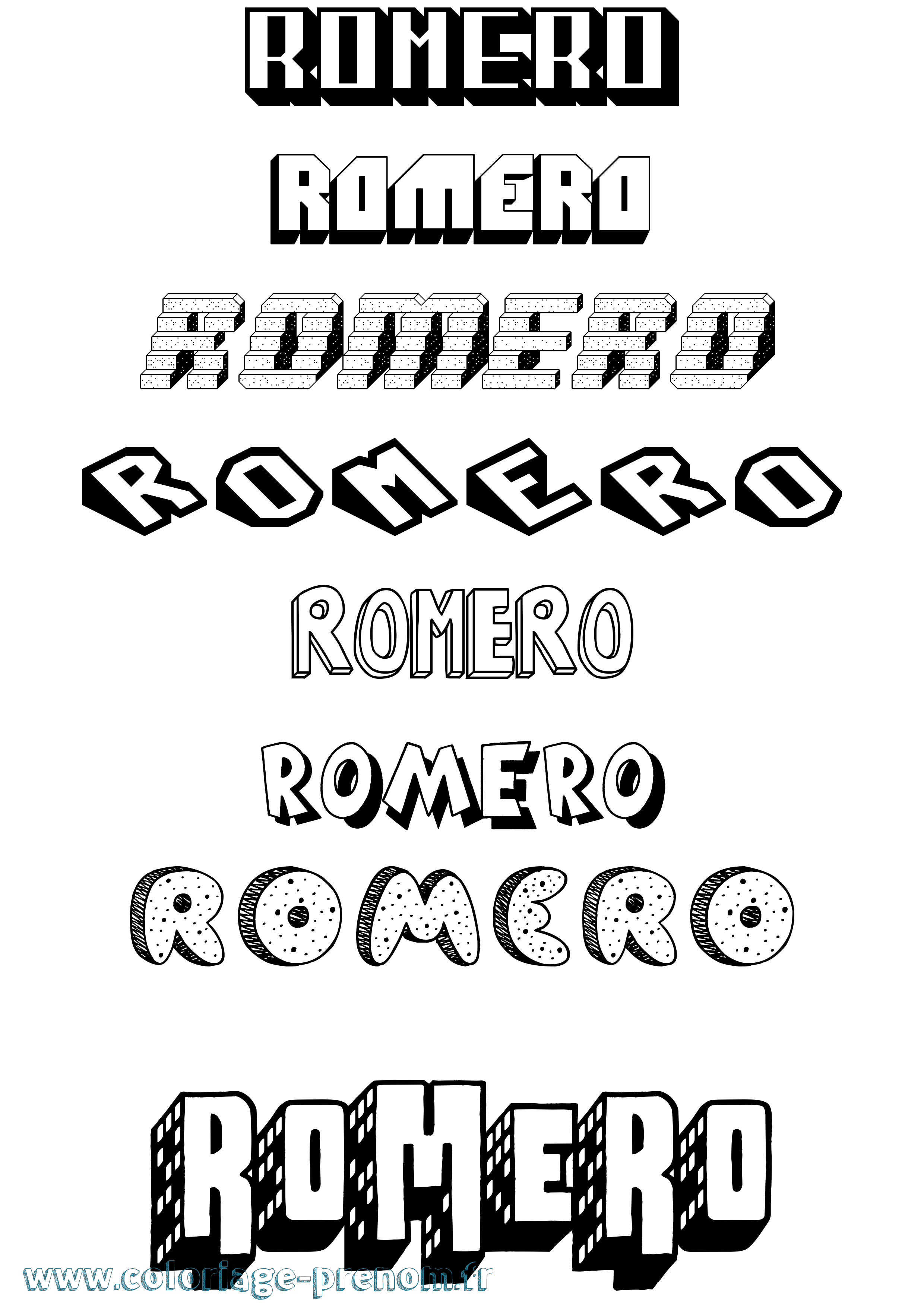 Coloriage prénom Romero Effet 3D