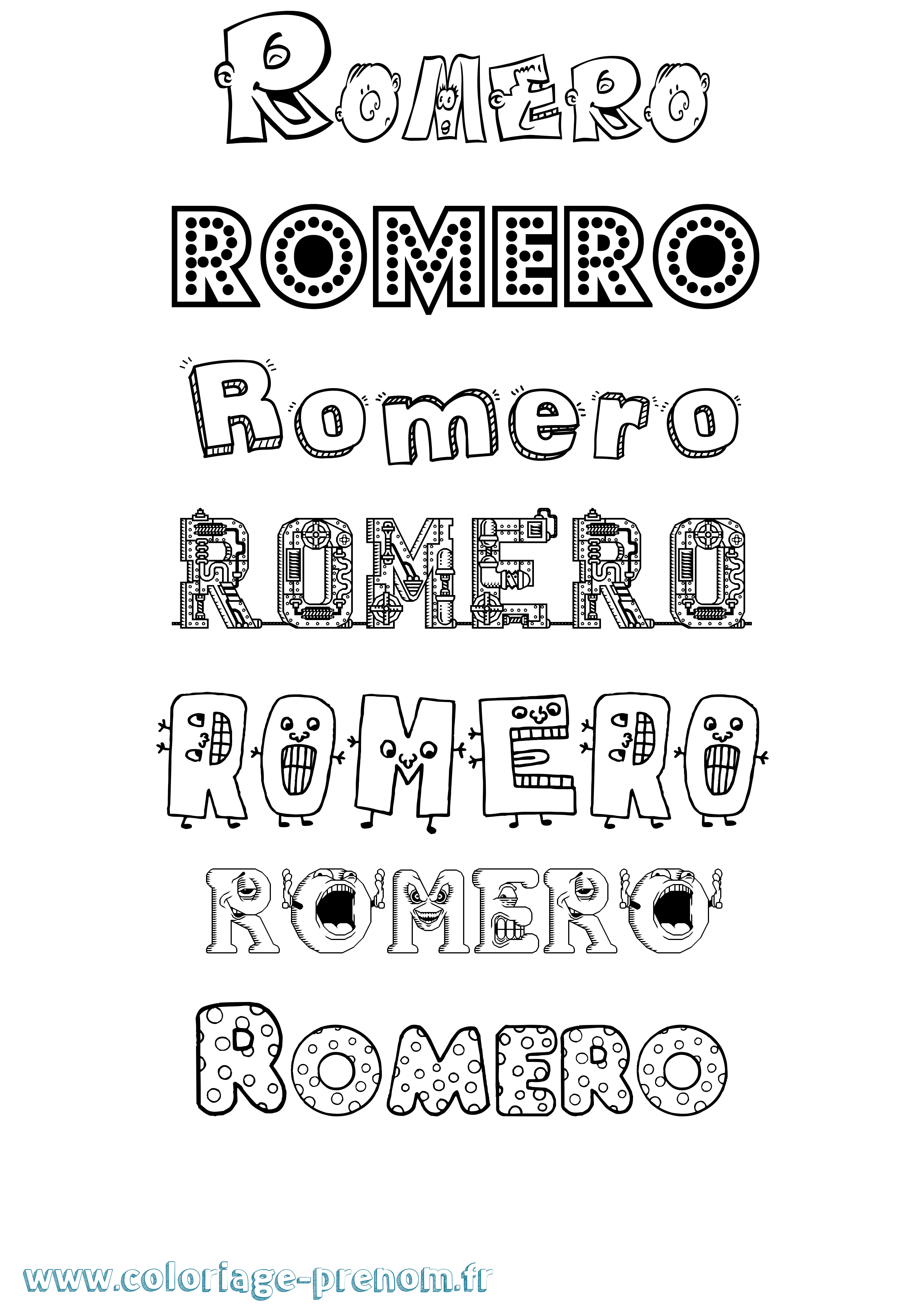 Coloriage prénom Romero Fun