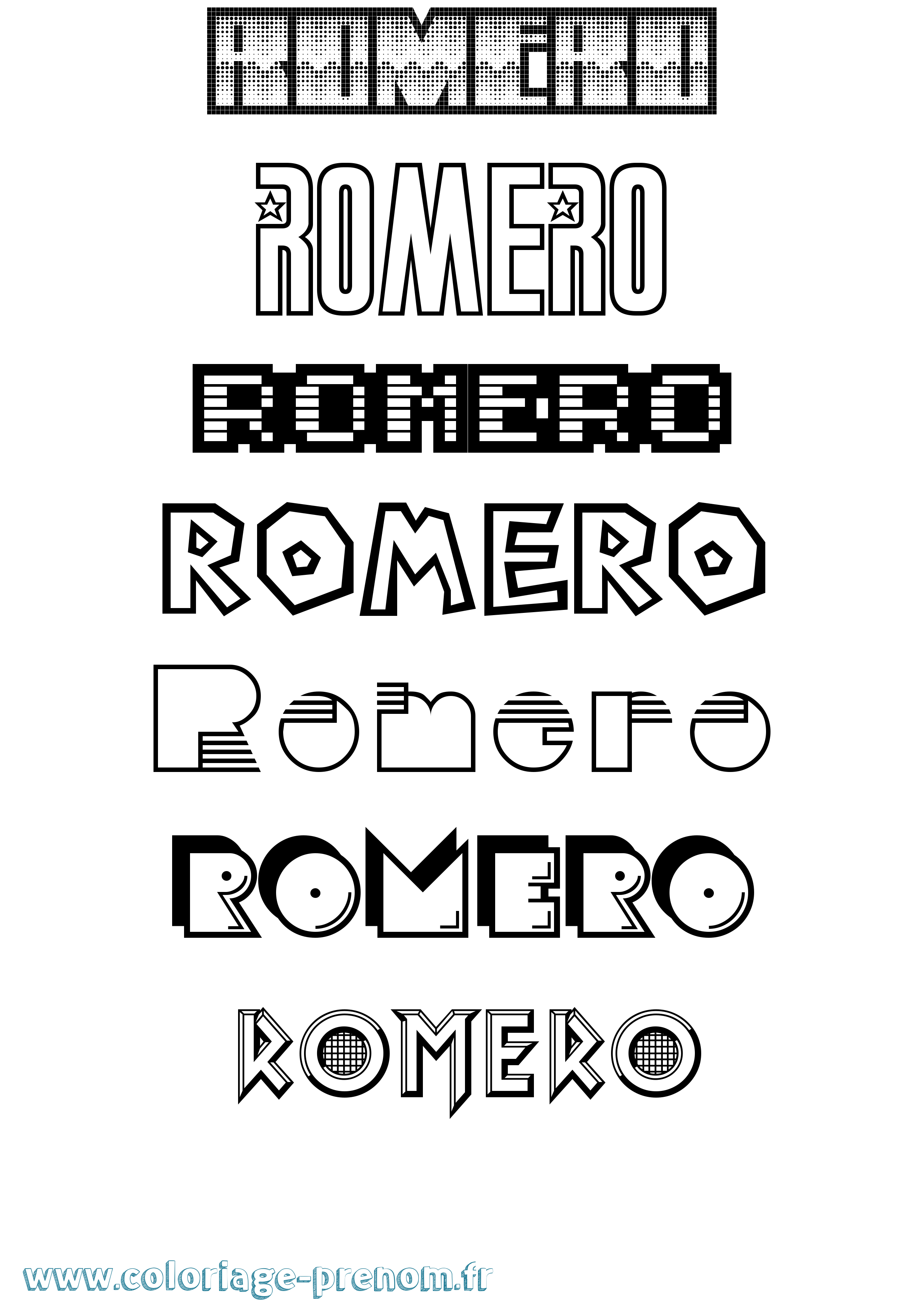 Coloriage prénom Romero Jeux Vidéos