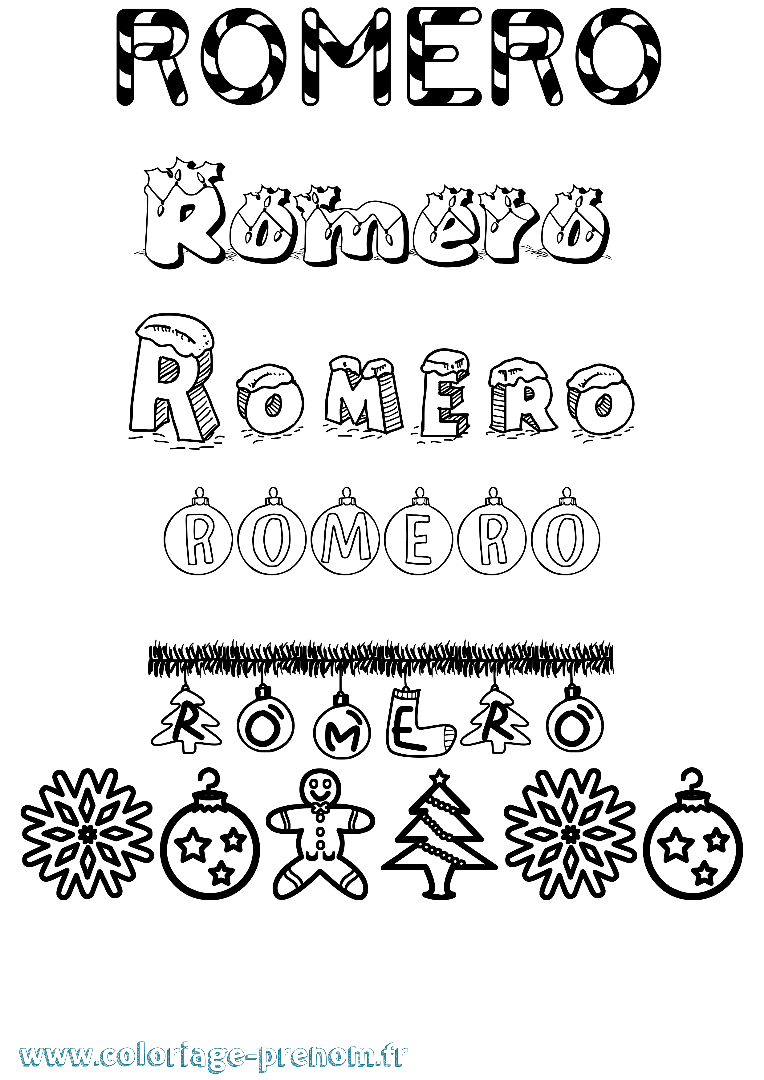 Coloriage prénom Romero Noël