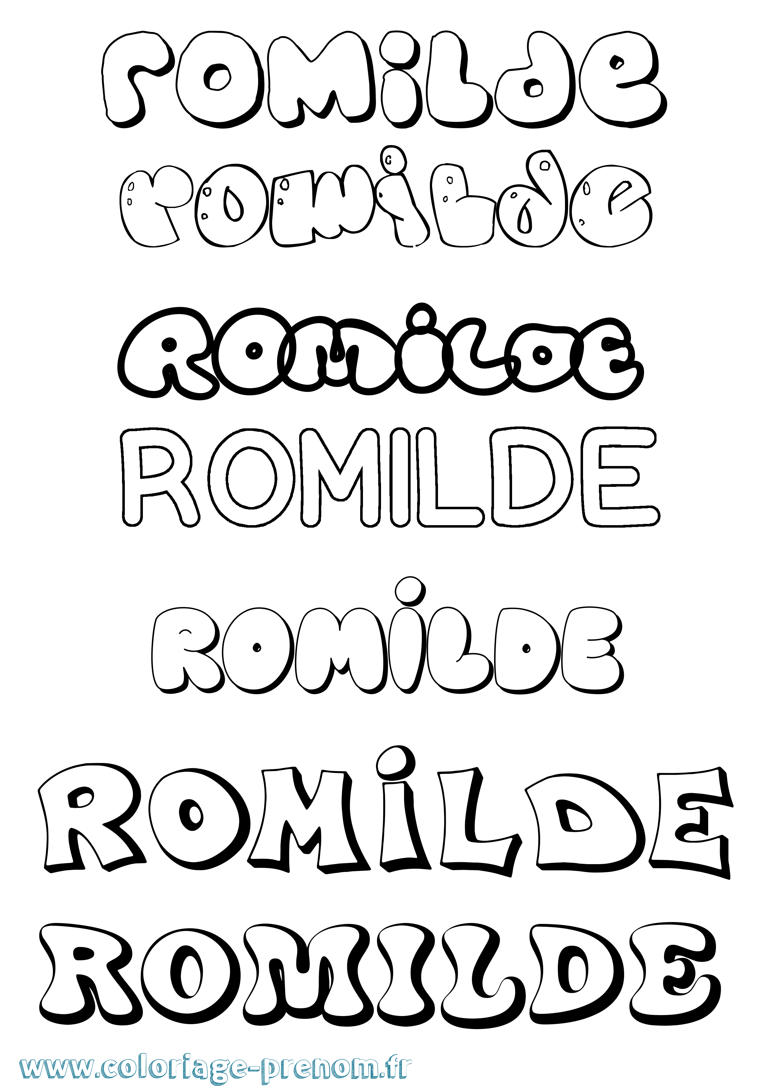 Coloriage Romilde Bubble Coloriage prénom Romilde Bubble