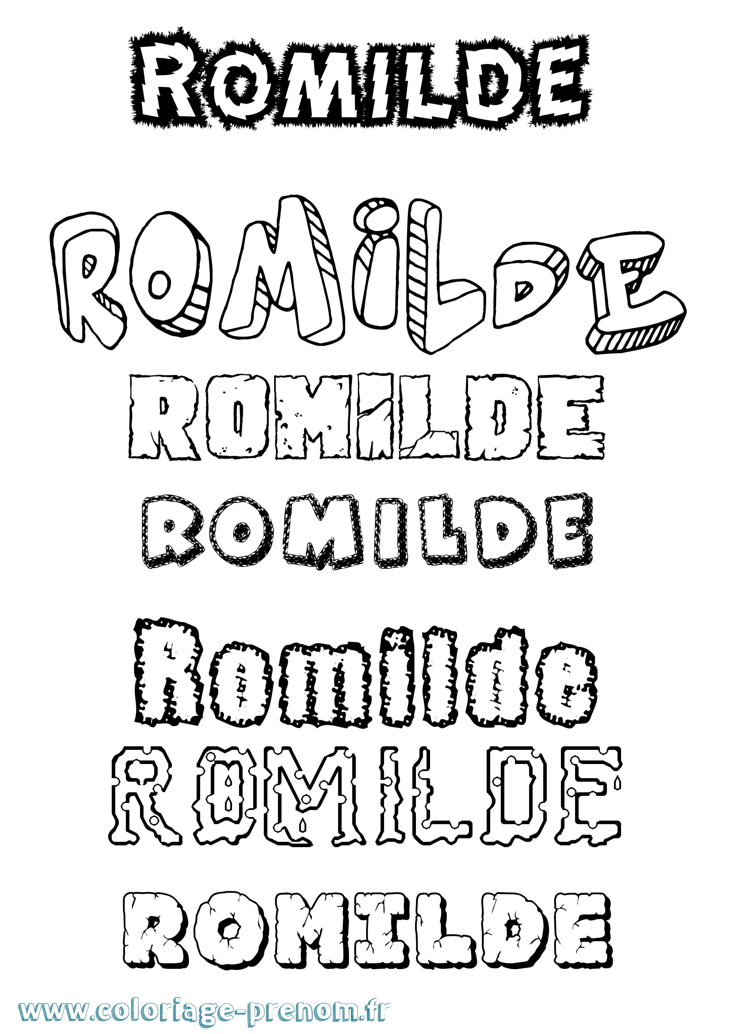Coloriage Romilde Destructuré Coloriage prénom Romilde Destructuré