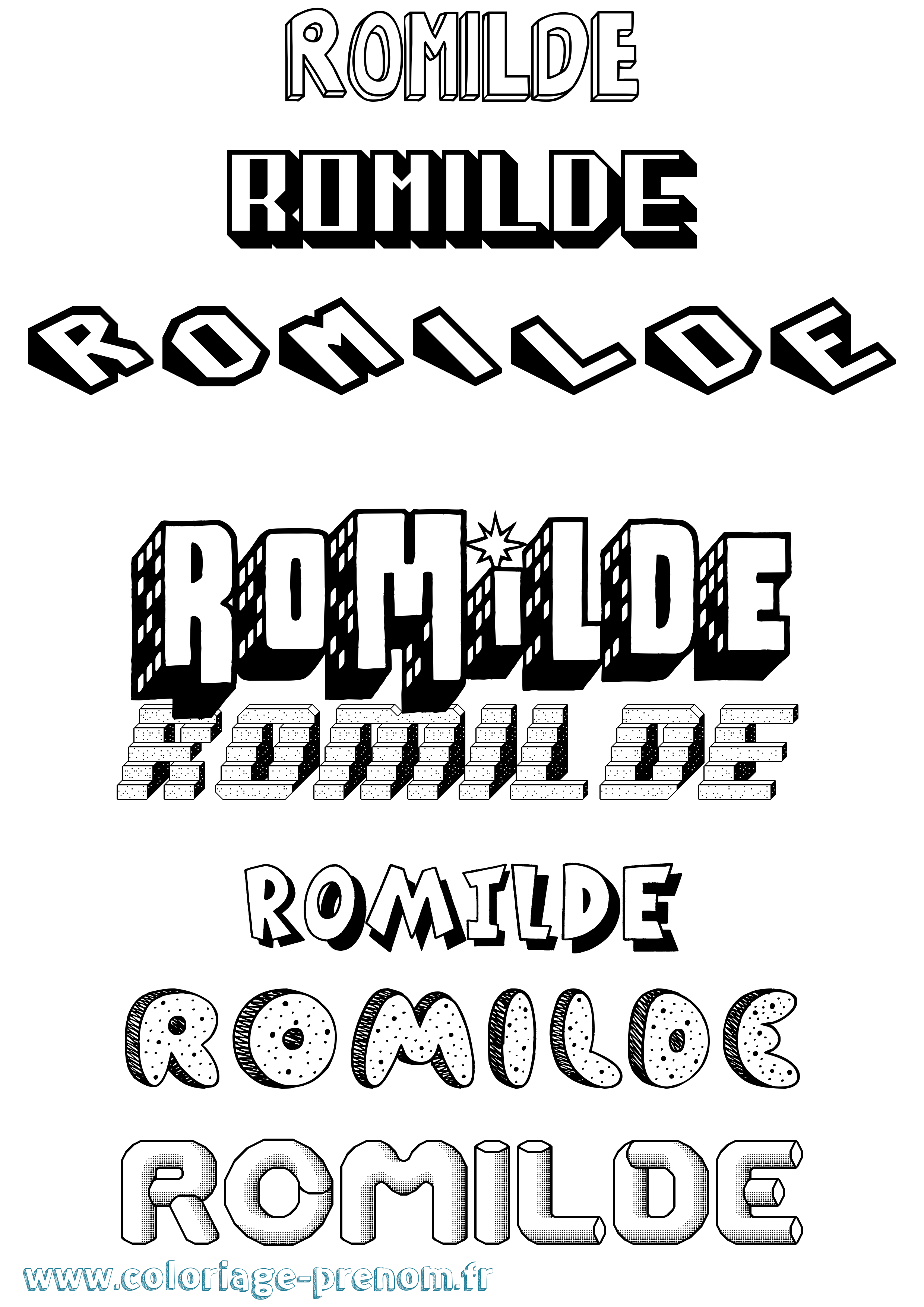 Coloriage Romilde Effet 3D Coloriage prénom Romilde Effet 3D