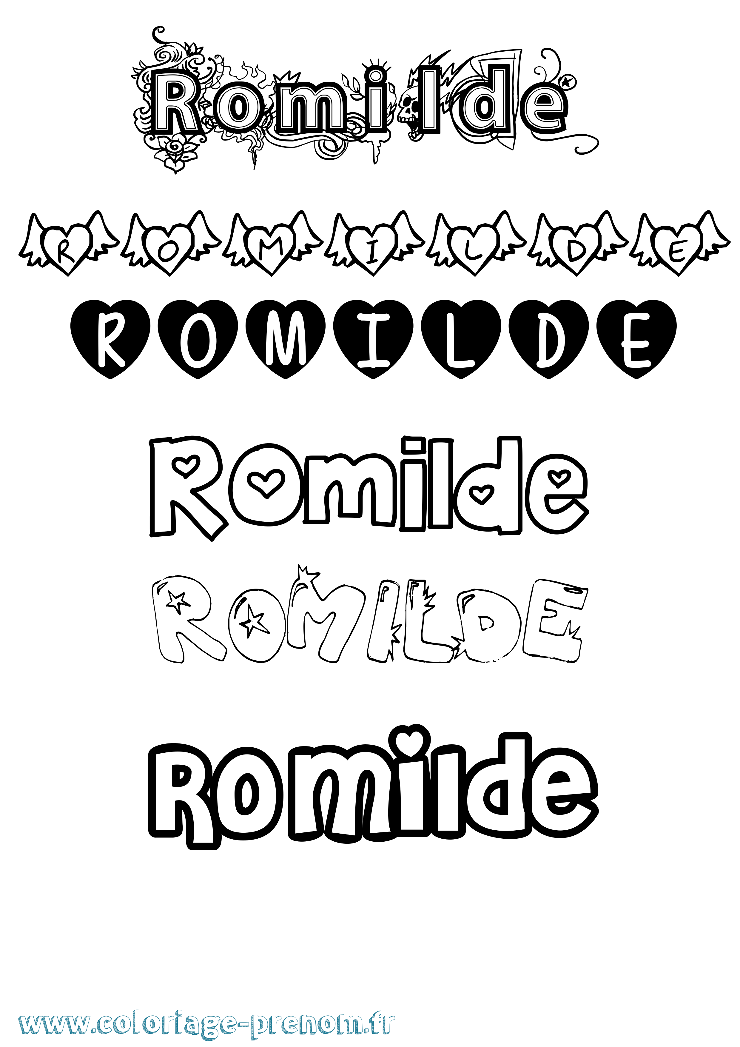 Coloriage Romilde Girly Coloriage prénom Romilde Girly