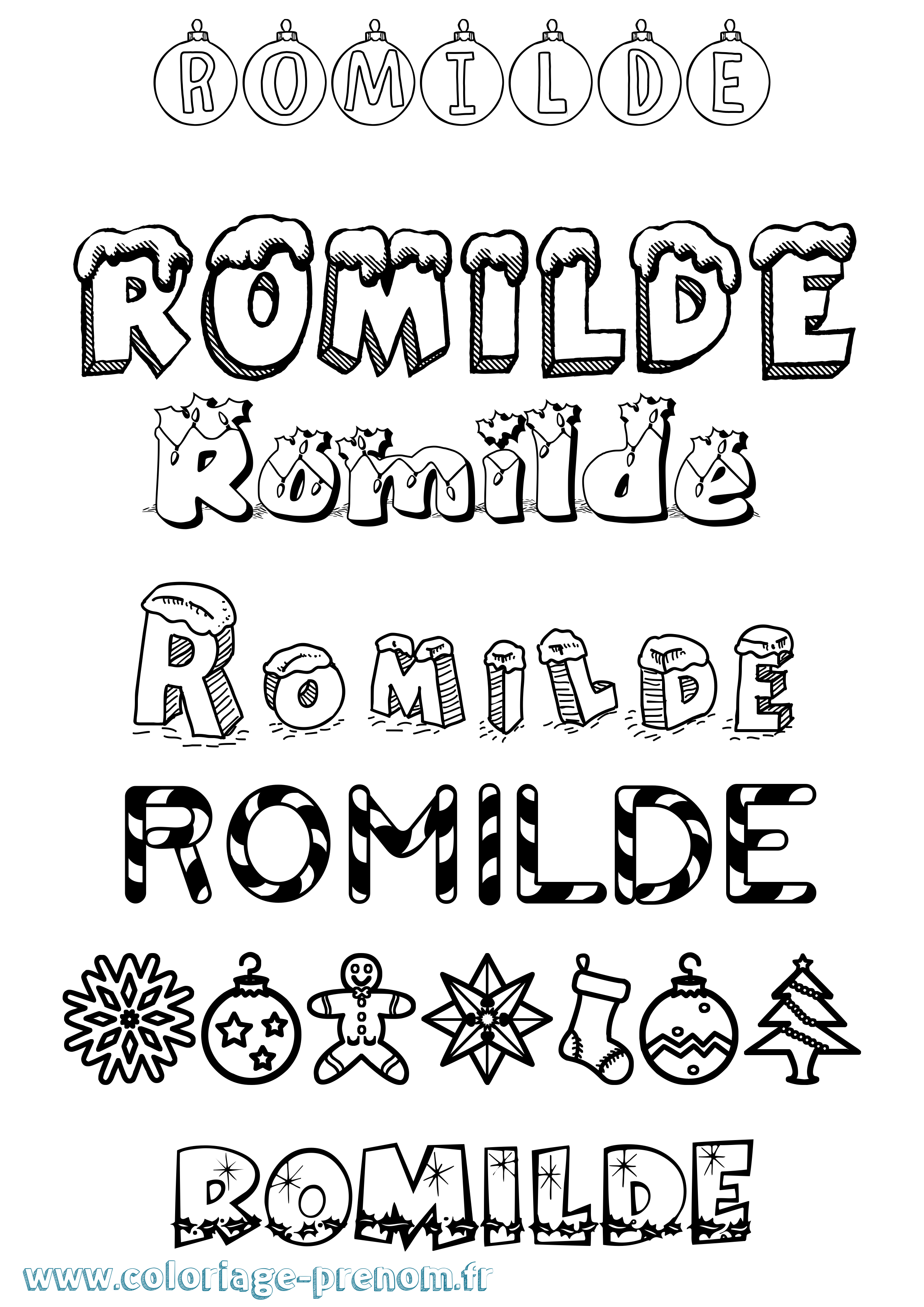 Coloriage Romilde Noël Coloriage prénom Romilde Noël