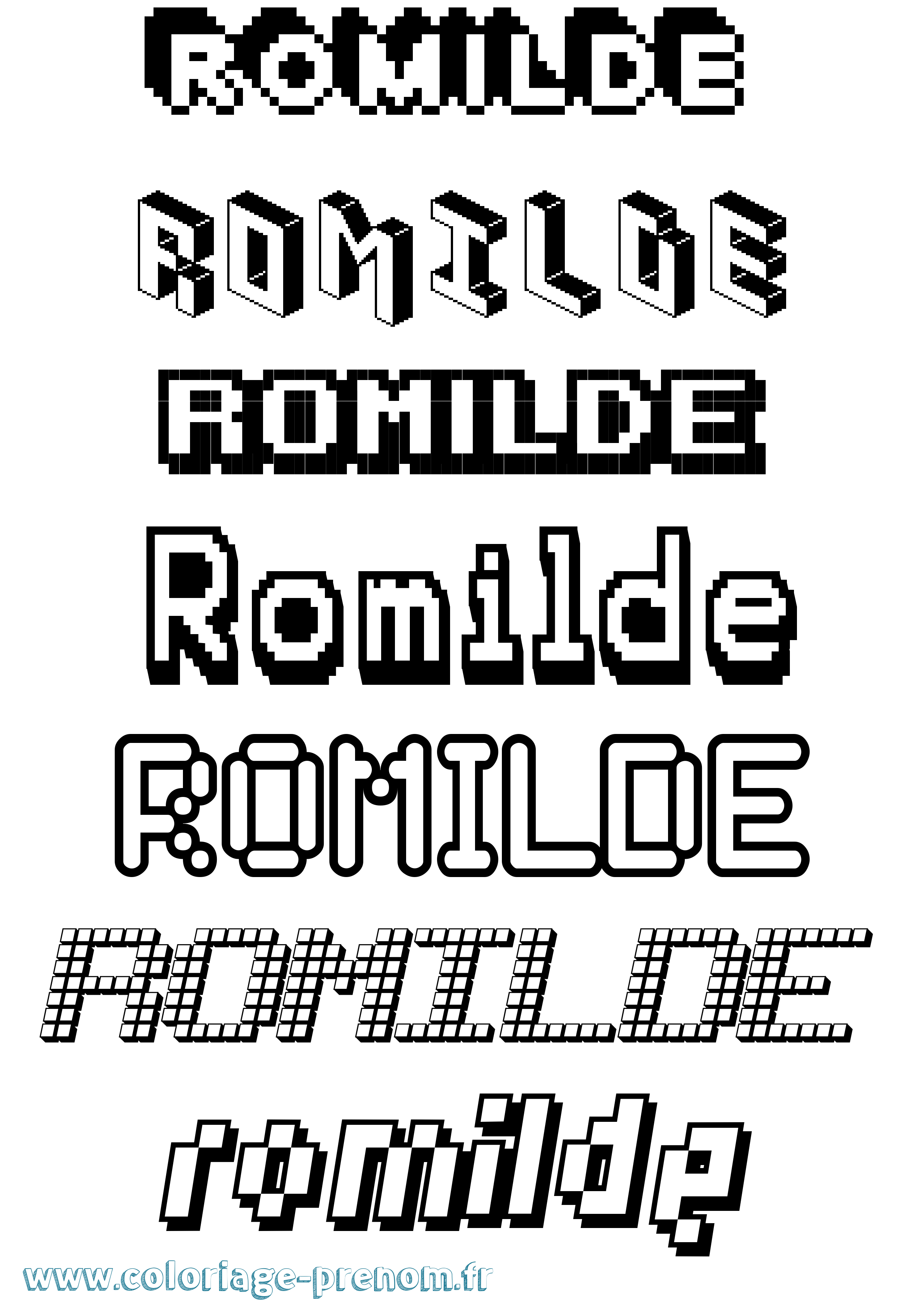 Coloriage Romilde Pixel Coloriage prénom Romilde Pixel