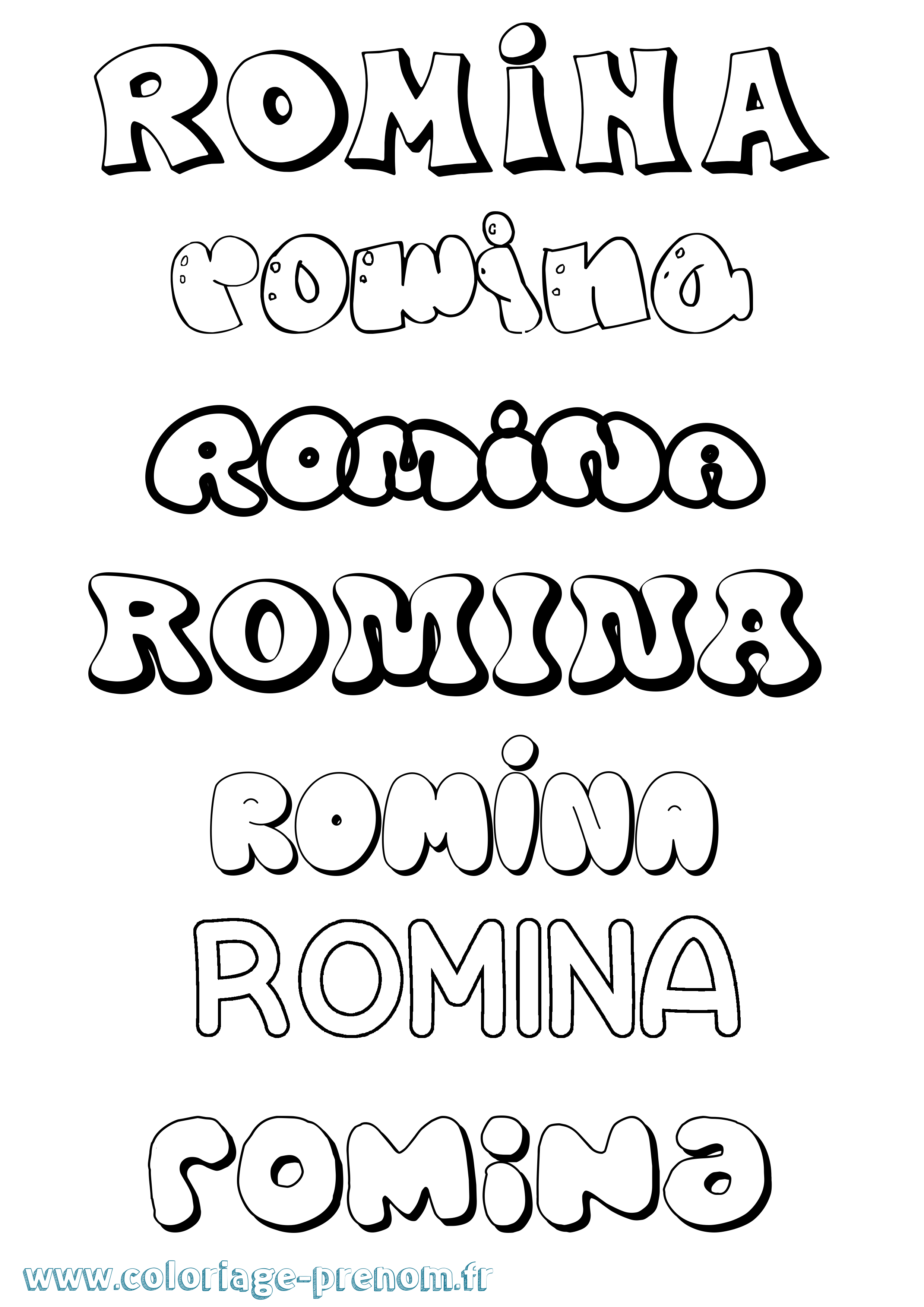 Coloriage prénom Romina Bubble
