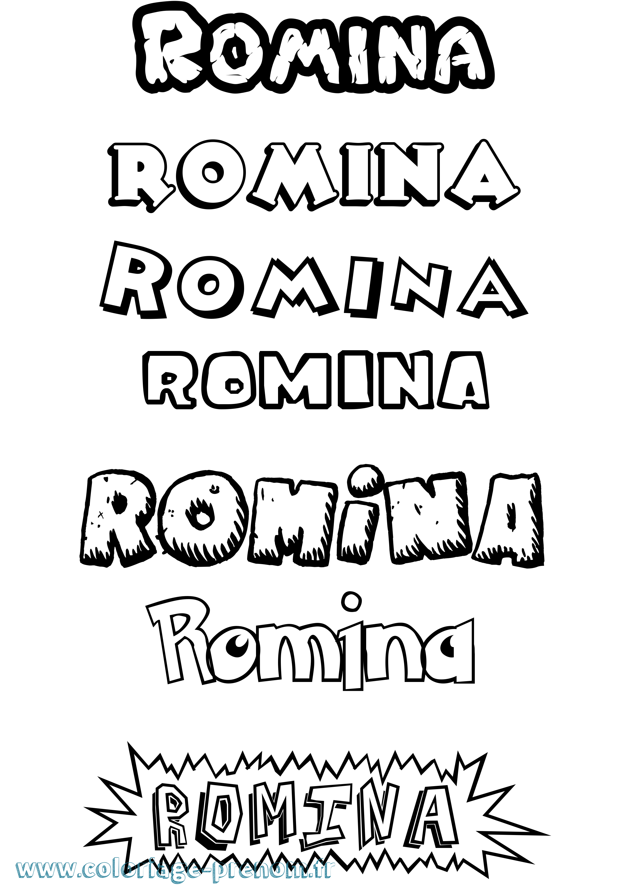 Coloriage prénom Romina Dessin Animé