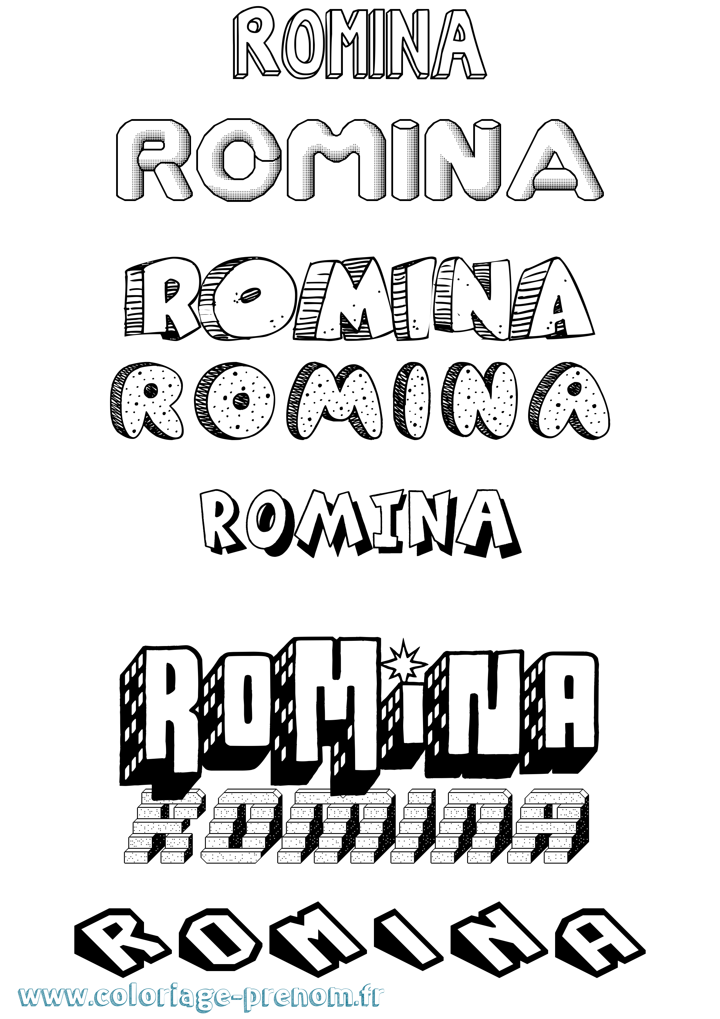 Coloriage prénom Romina Effet 3D