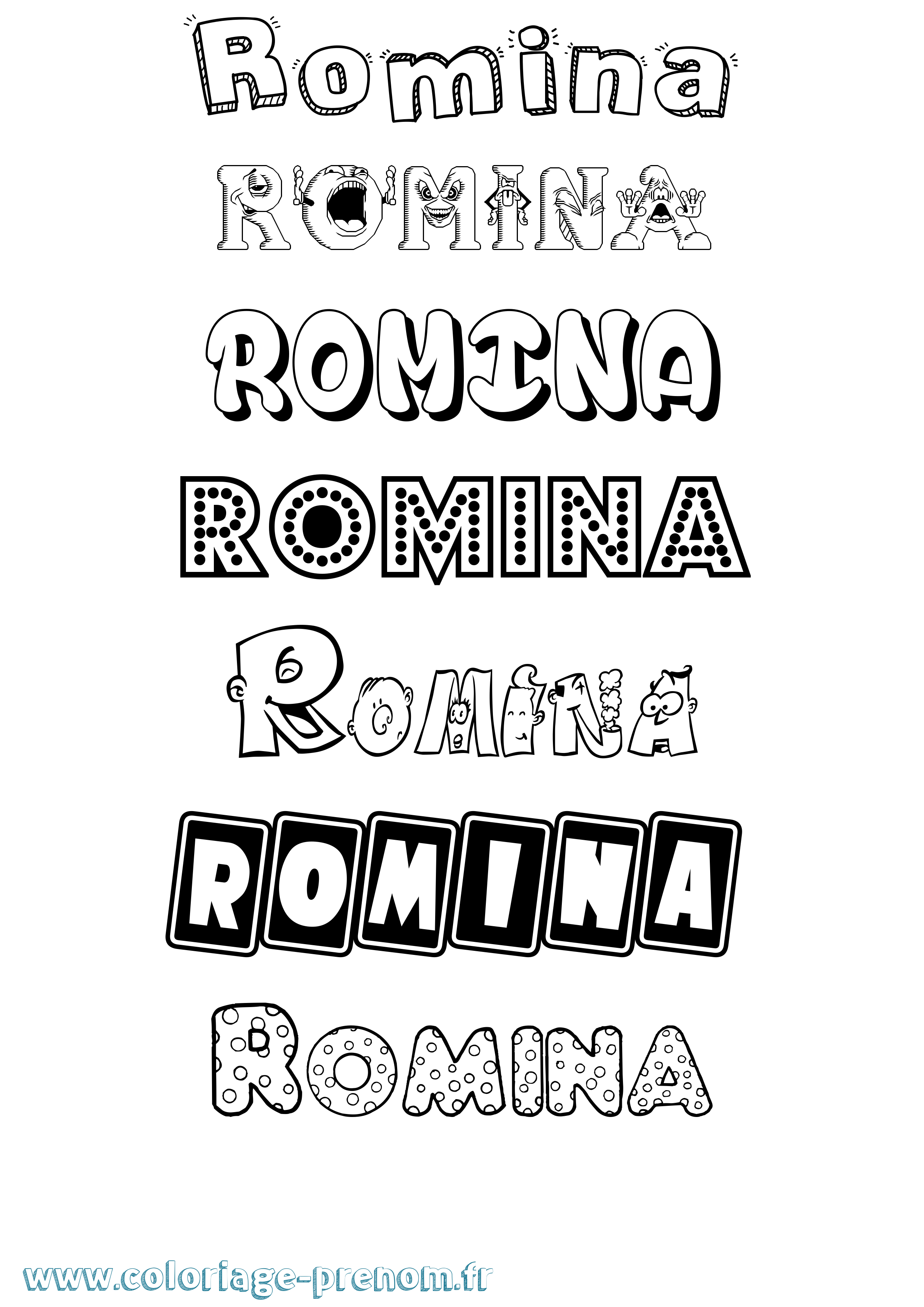 Coloriage prénom Romina Fun
