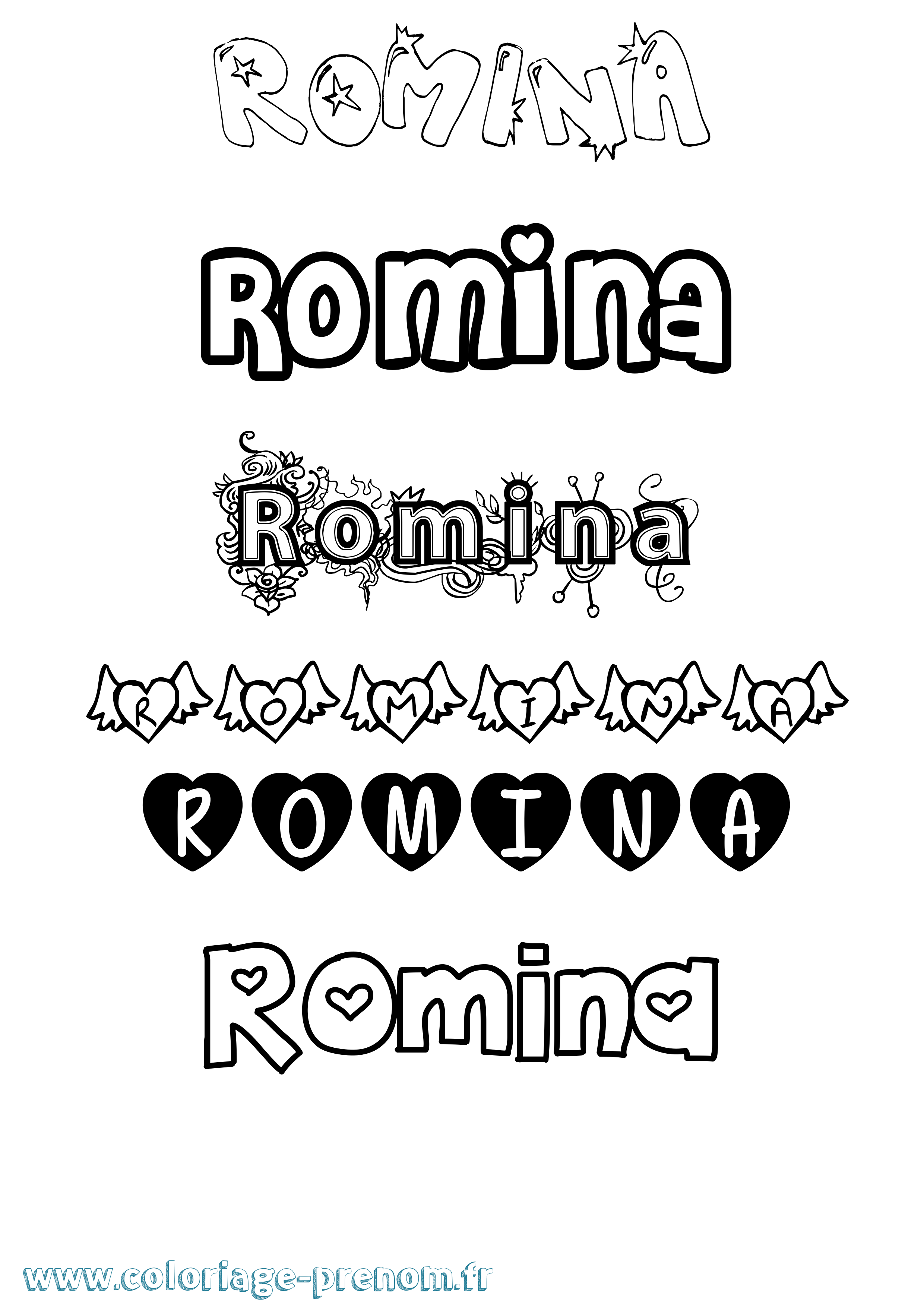 Coloriage prénom Romina Girly