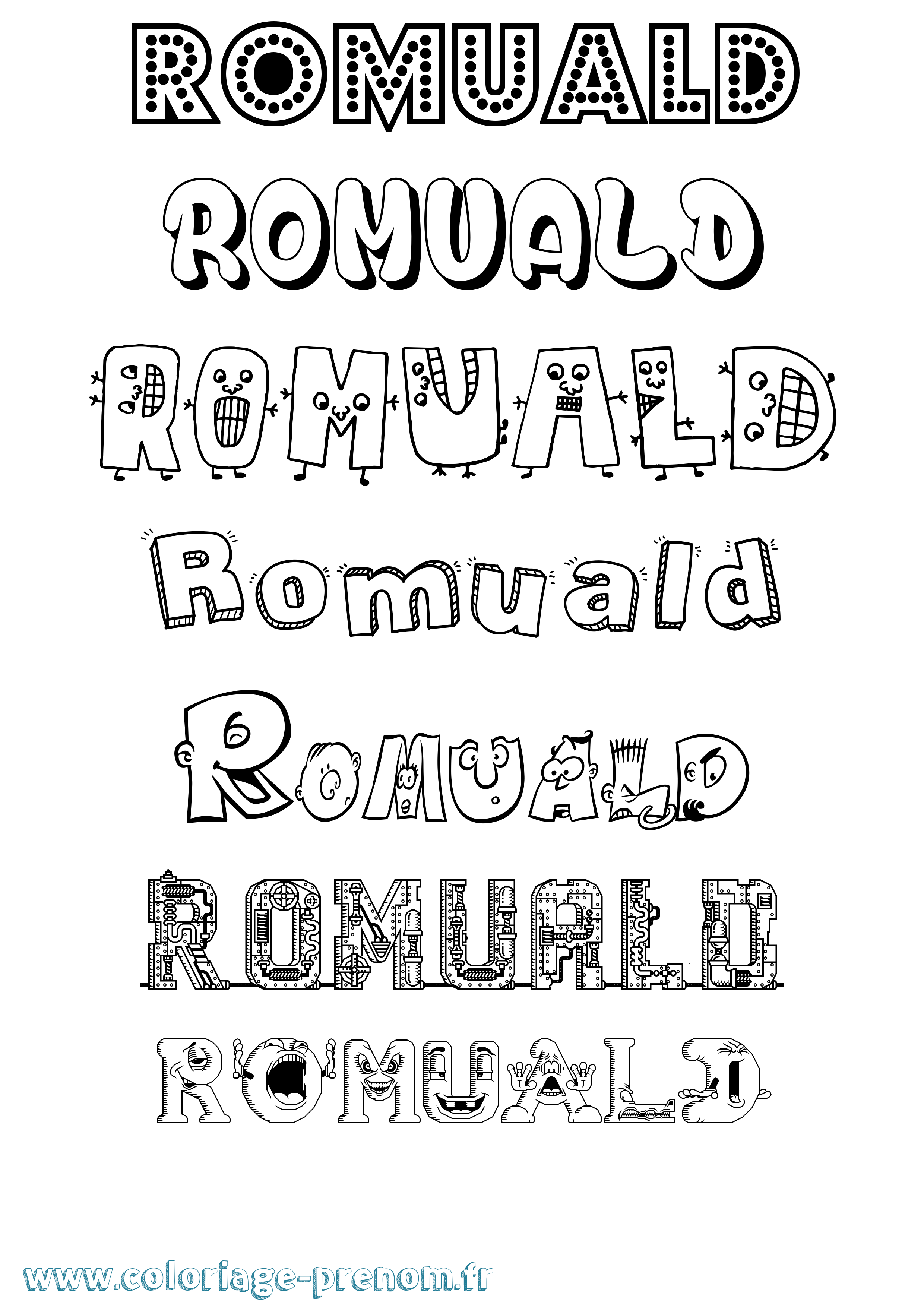 Coloriage prénom Romuald Fun