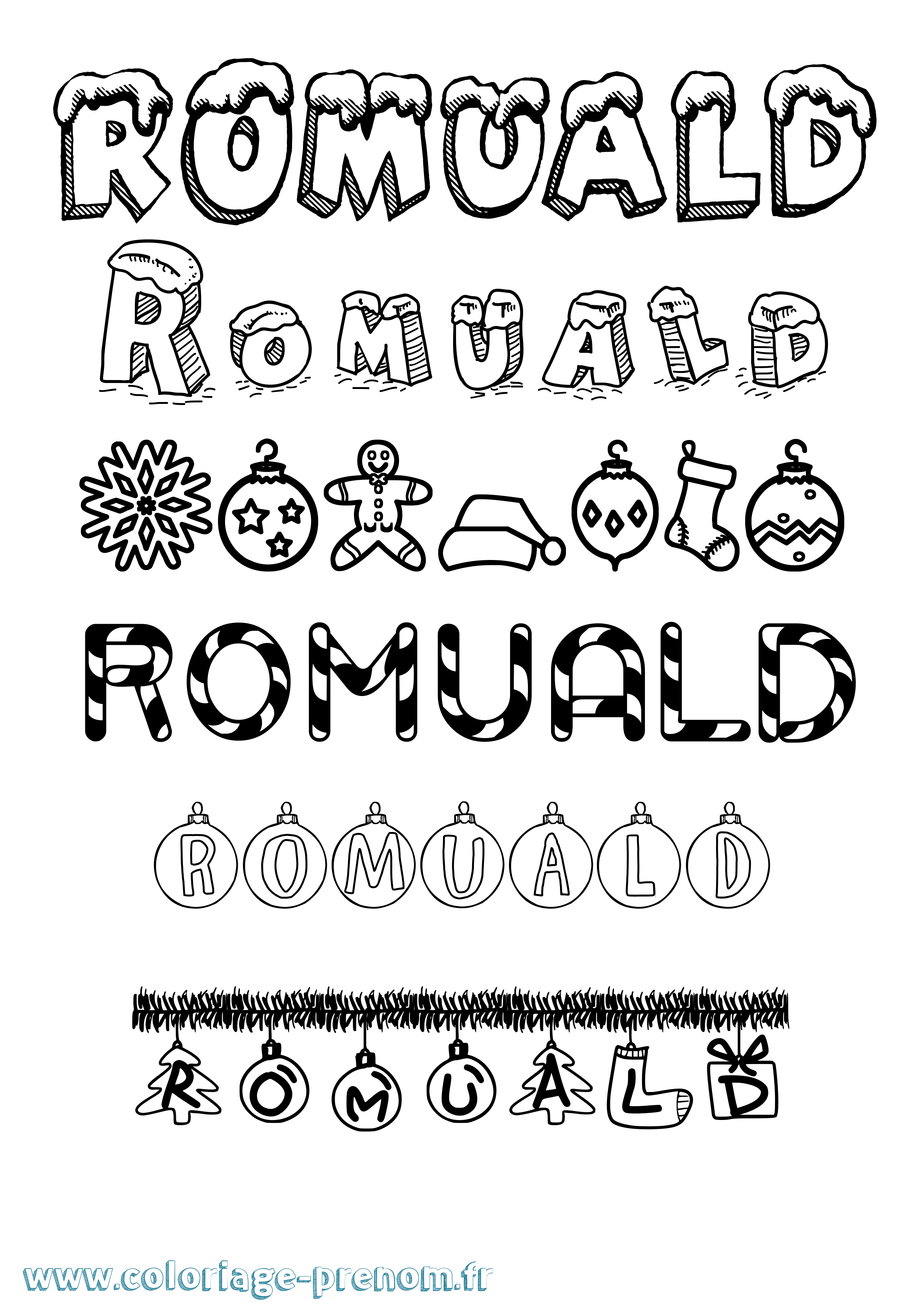 Coloriage prénom Romuald Noël