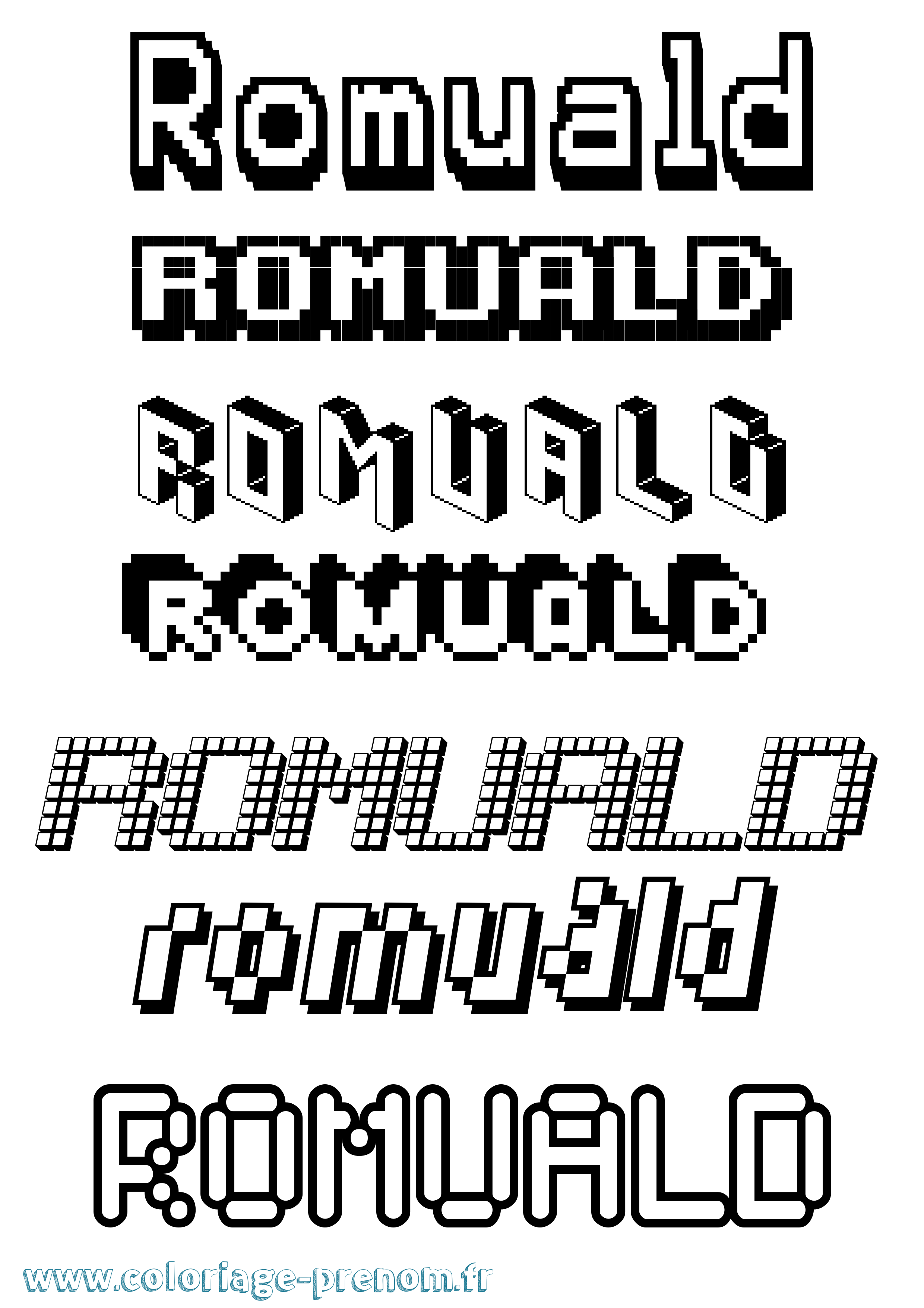 Coloriage prénom Romuald Pixel