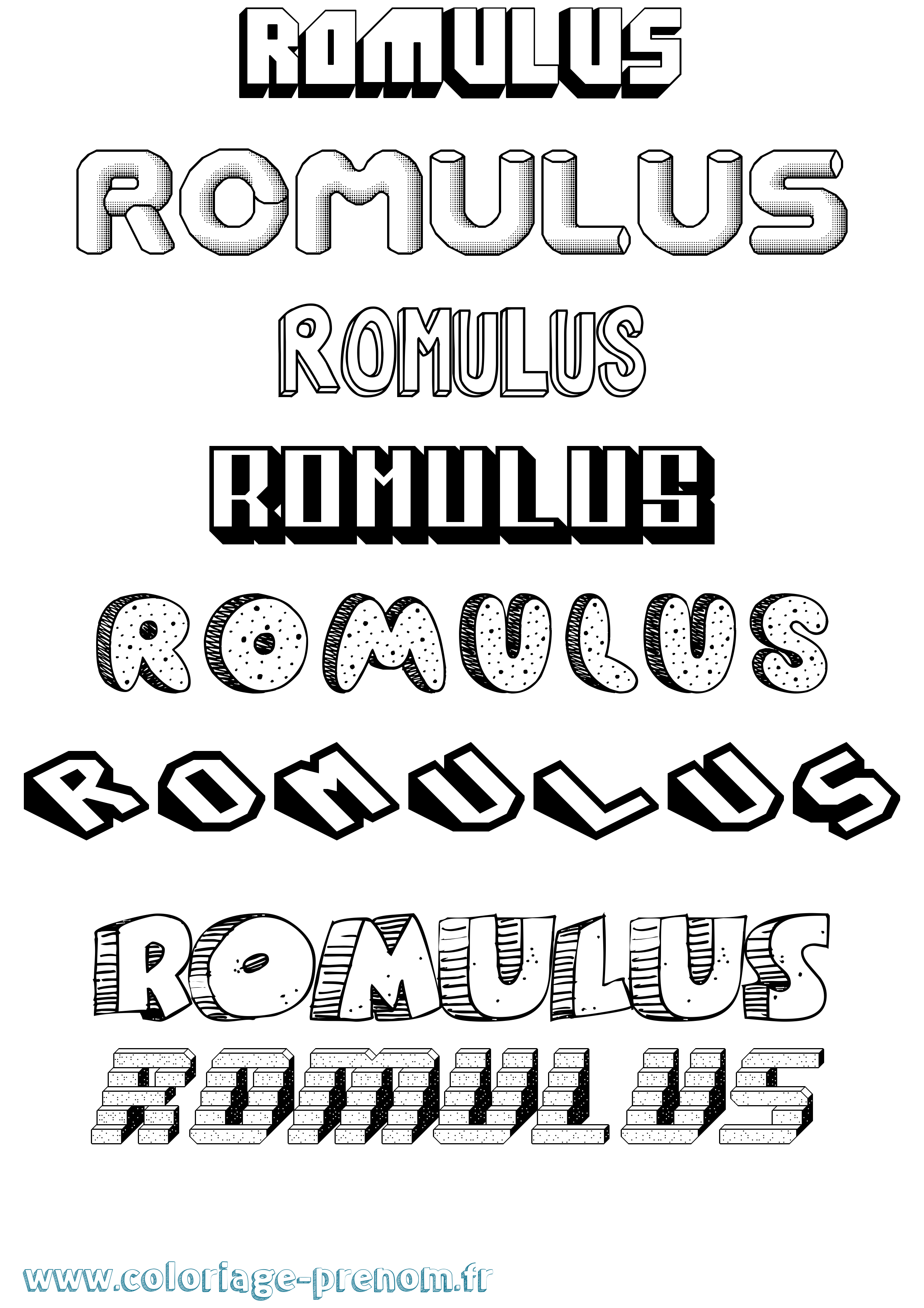 Coloriage prénom Romulus Effet 3D