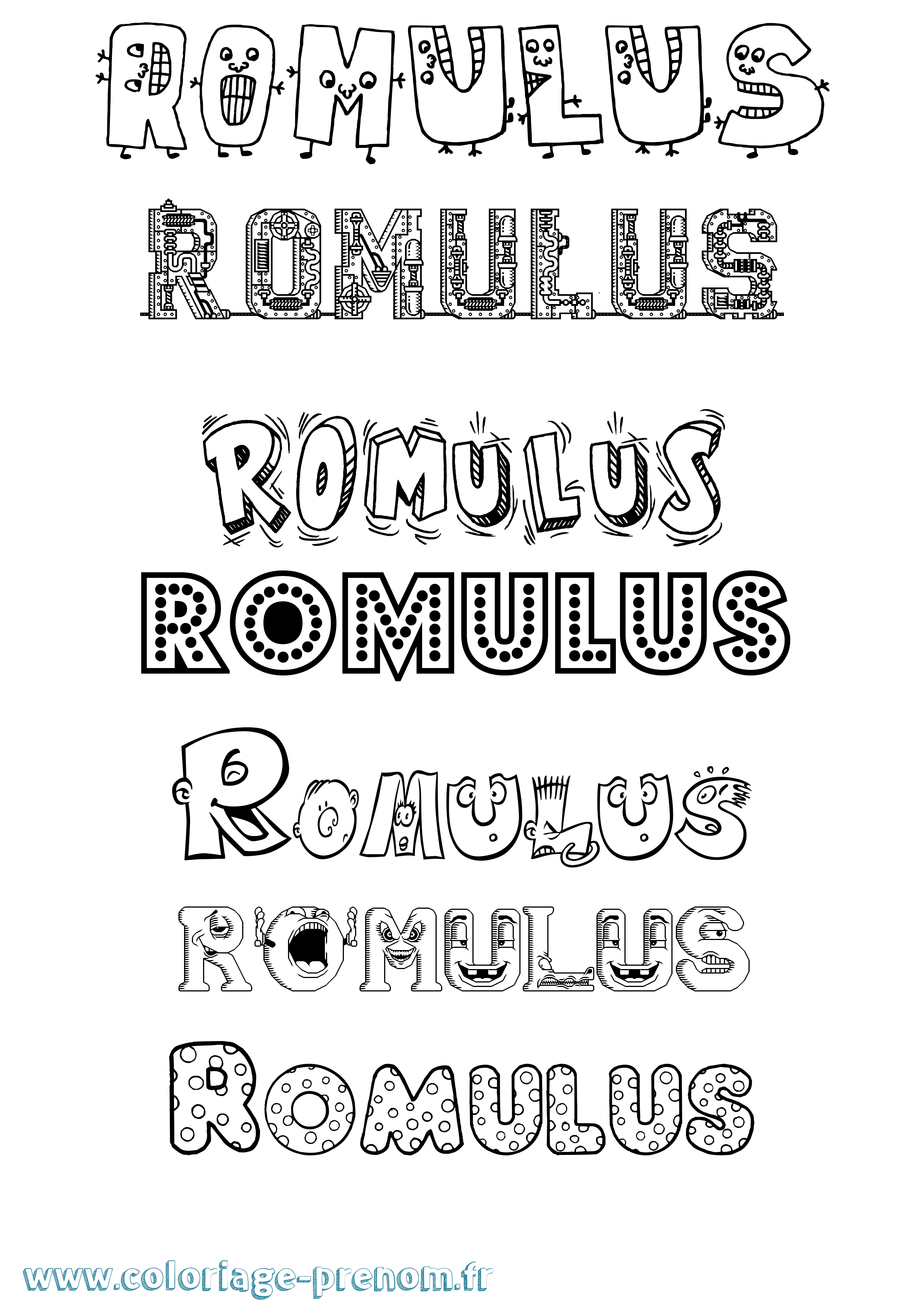 Coloriage prénom Romulus Fun