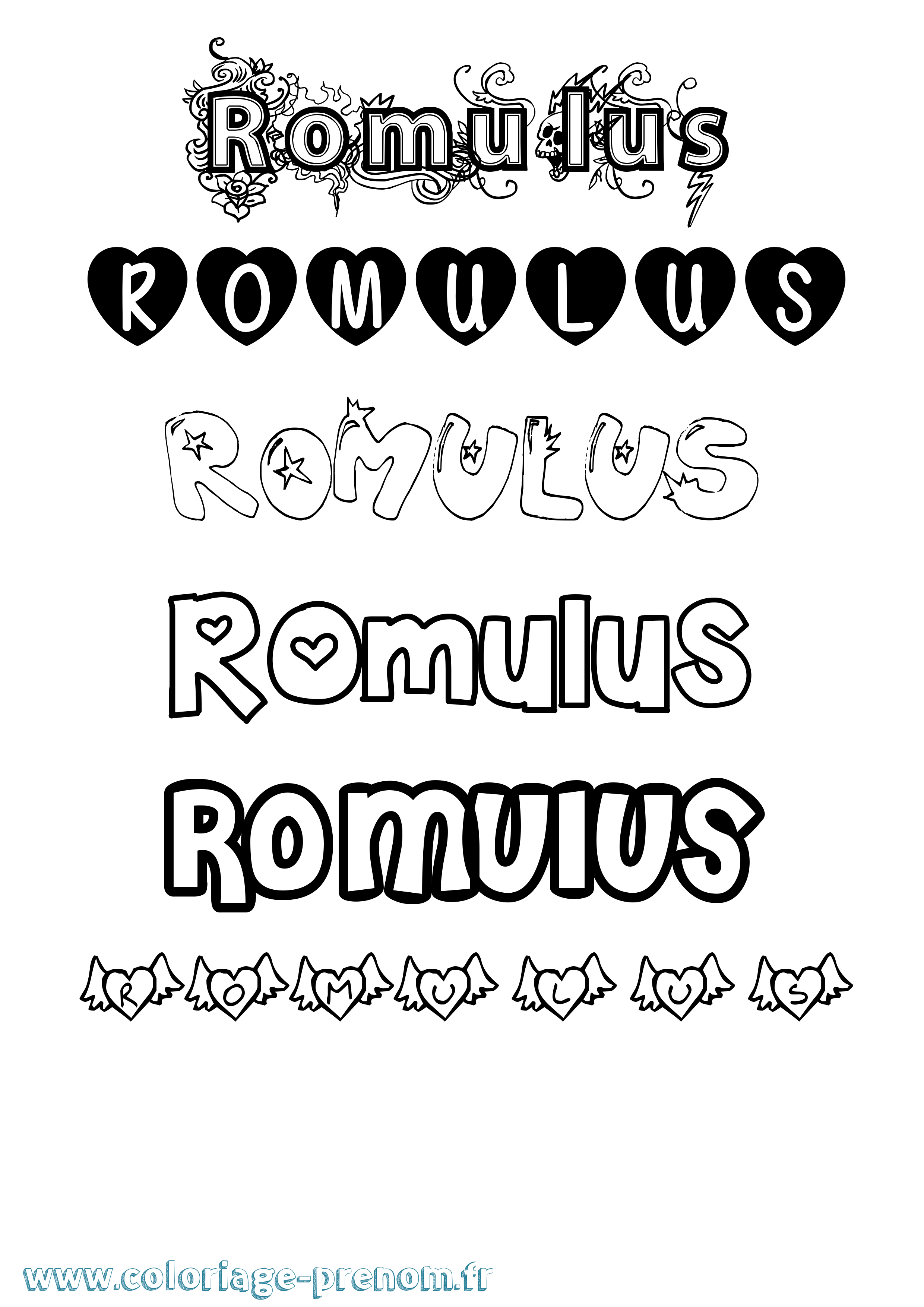 Coloriage prénom Romulus Girly