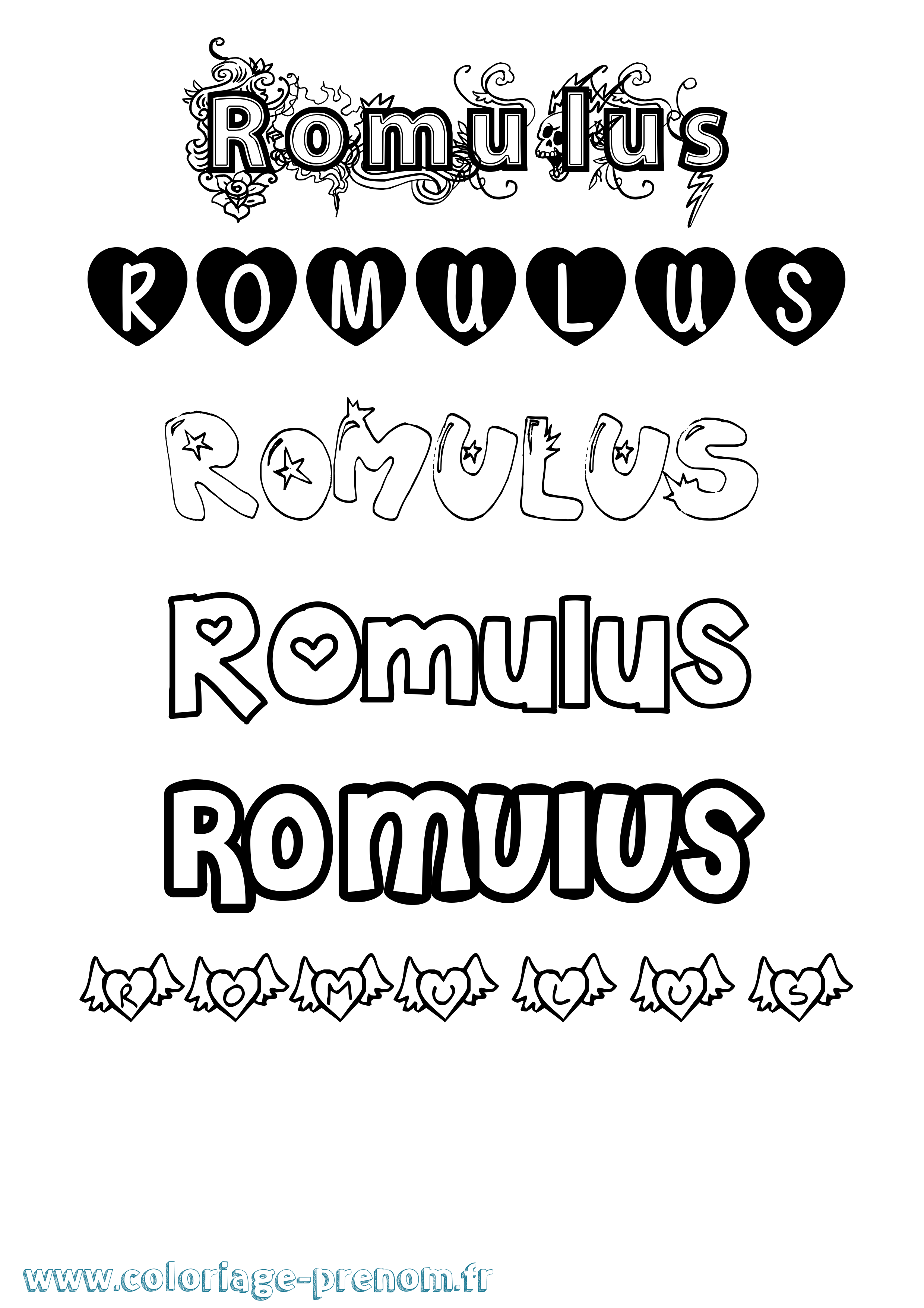 Coloriage Romulus Girly Coloriage prénom Romulus Girly