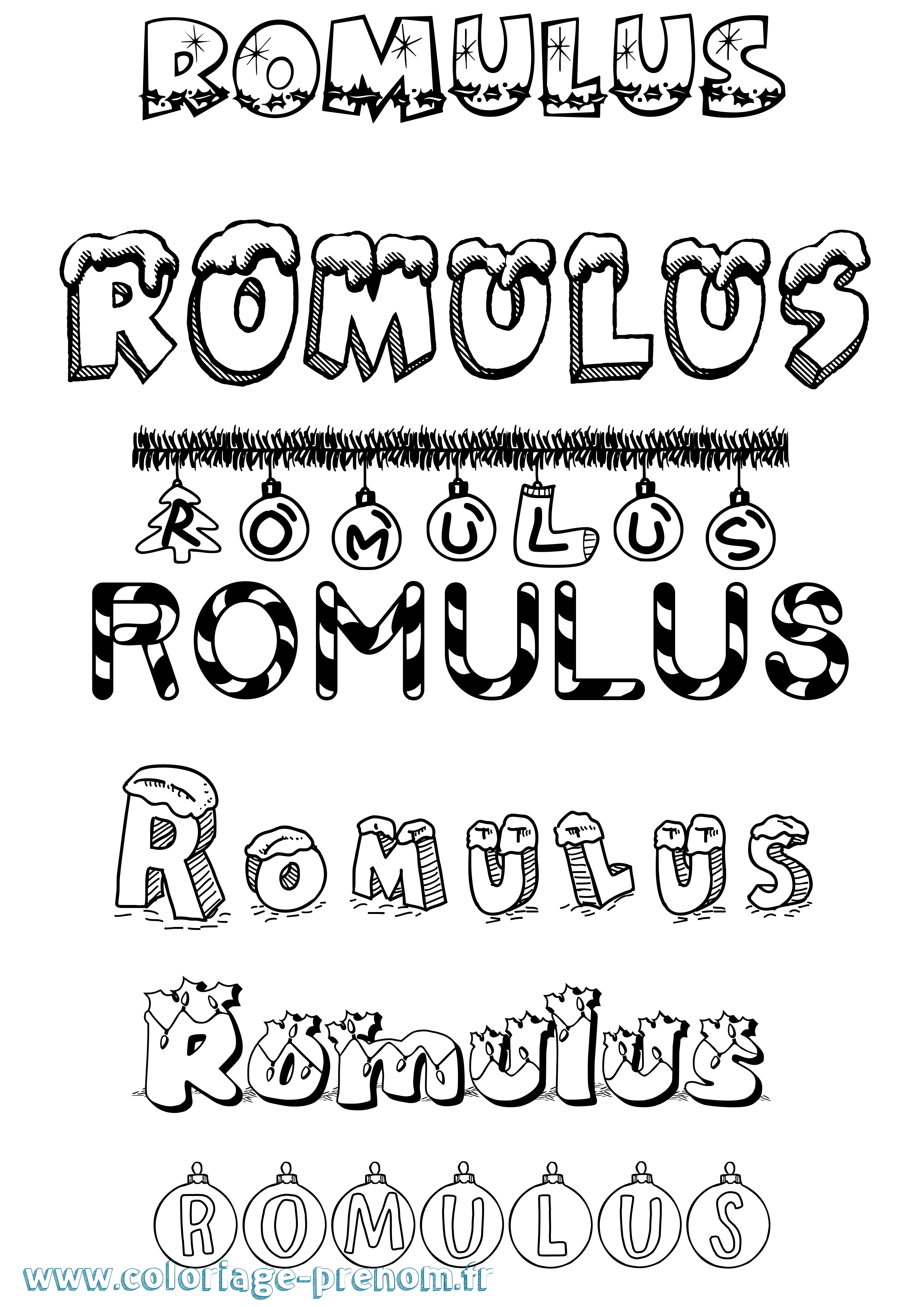 Coloriage Romulus Noël Coloriage prénom Romulus Noël