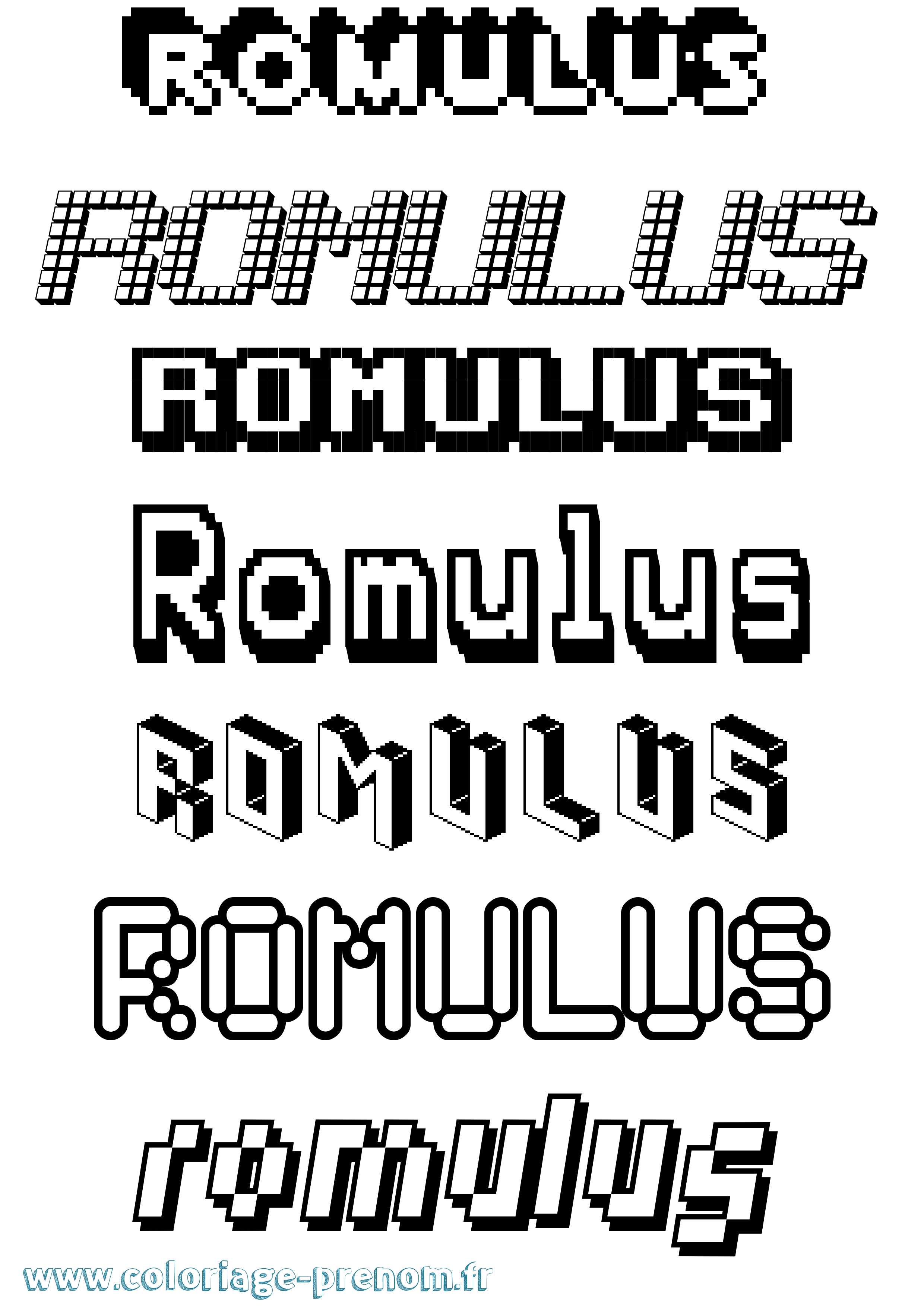 Coloriage prénom Romulus Pixel