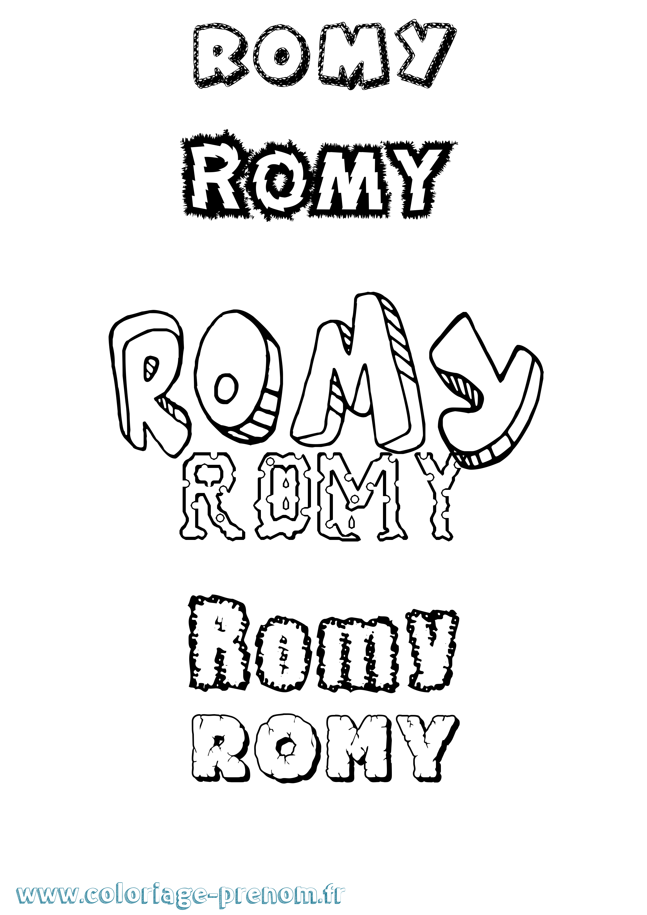 Coloriage prénom Romy Destructuré