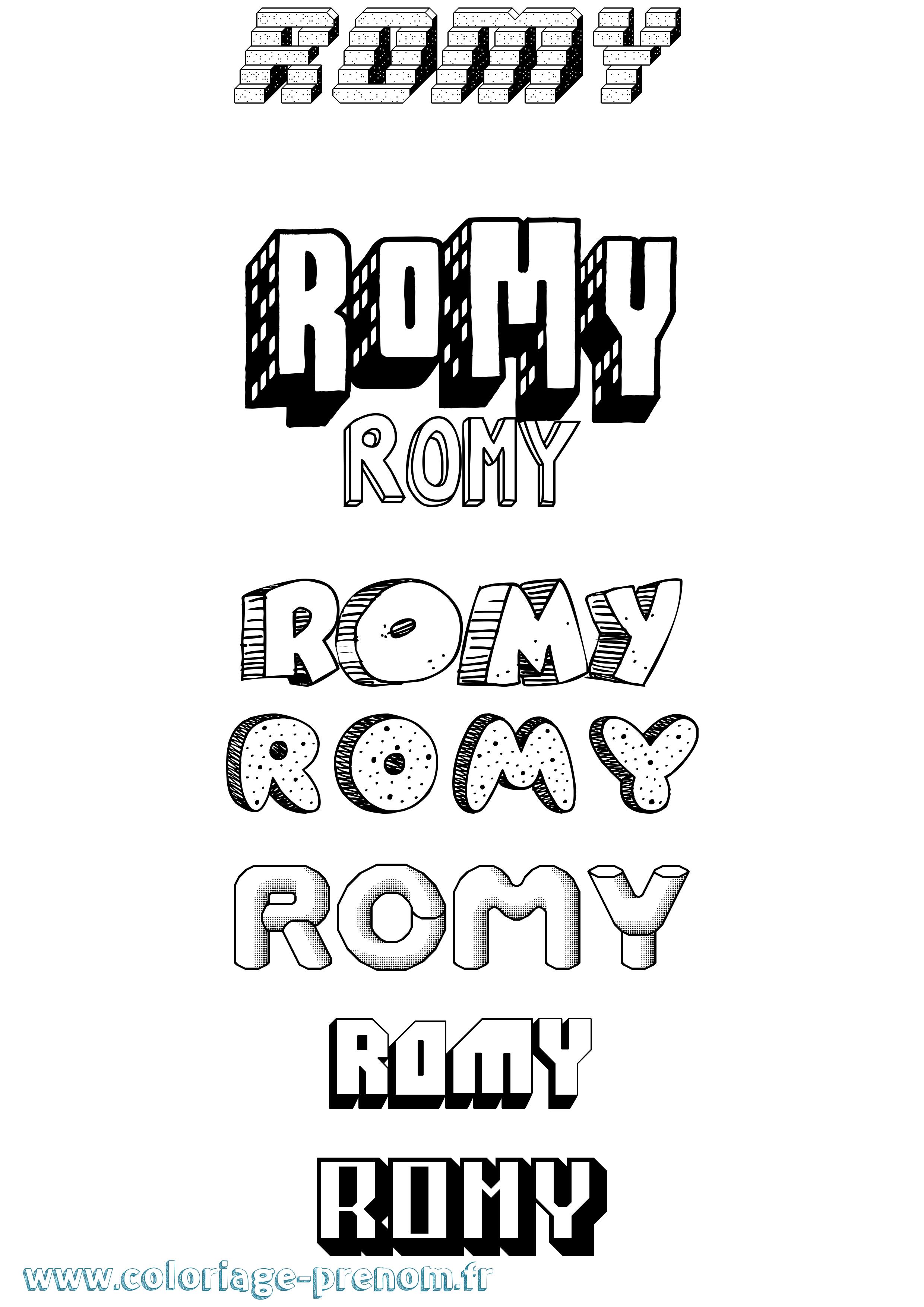 Coloriage prénom Romy Effet 3D