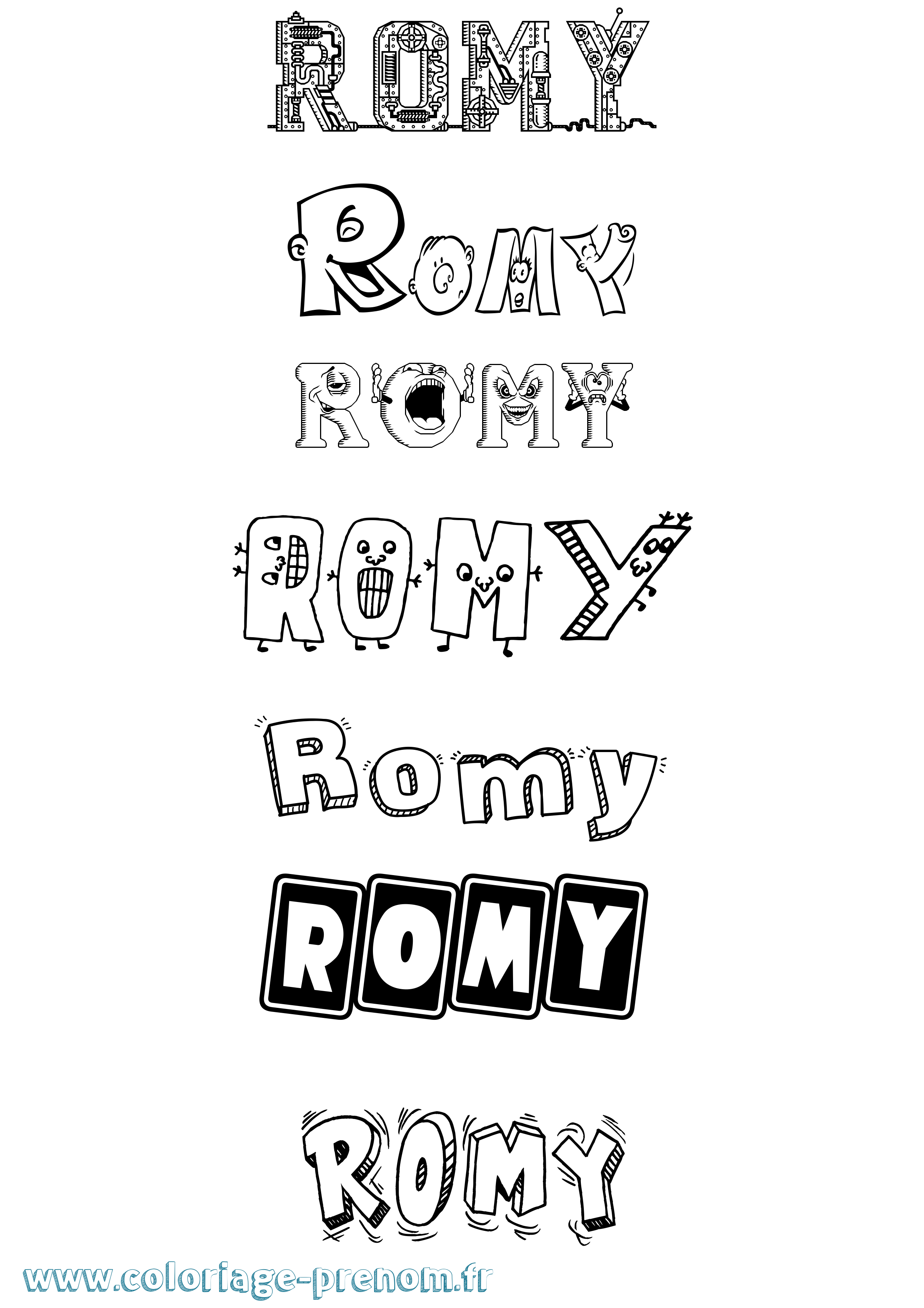 Coloriage prénom Romy Fun