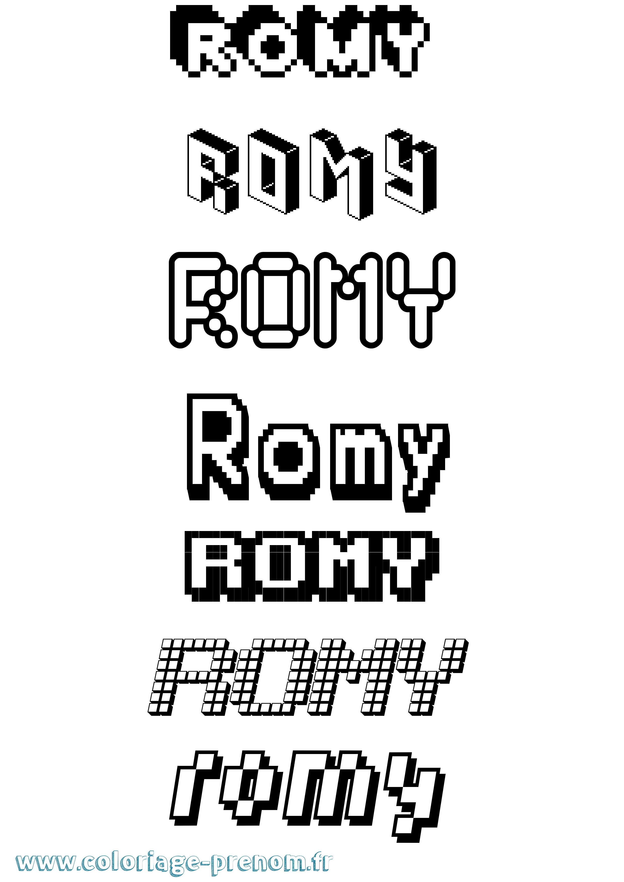 Coloriage prénom Romy Pixel