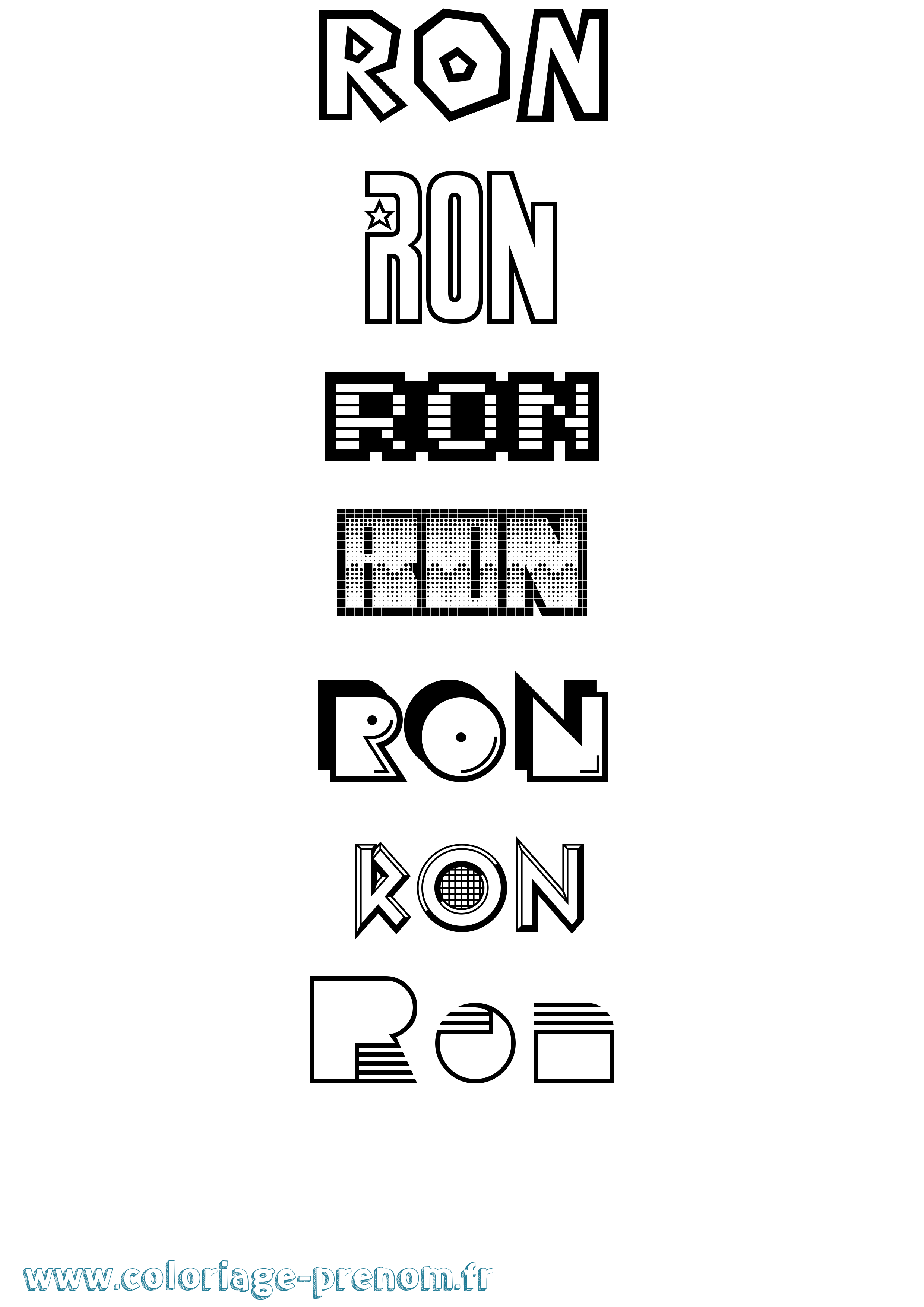 Coloriage prénom Ron