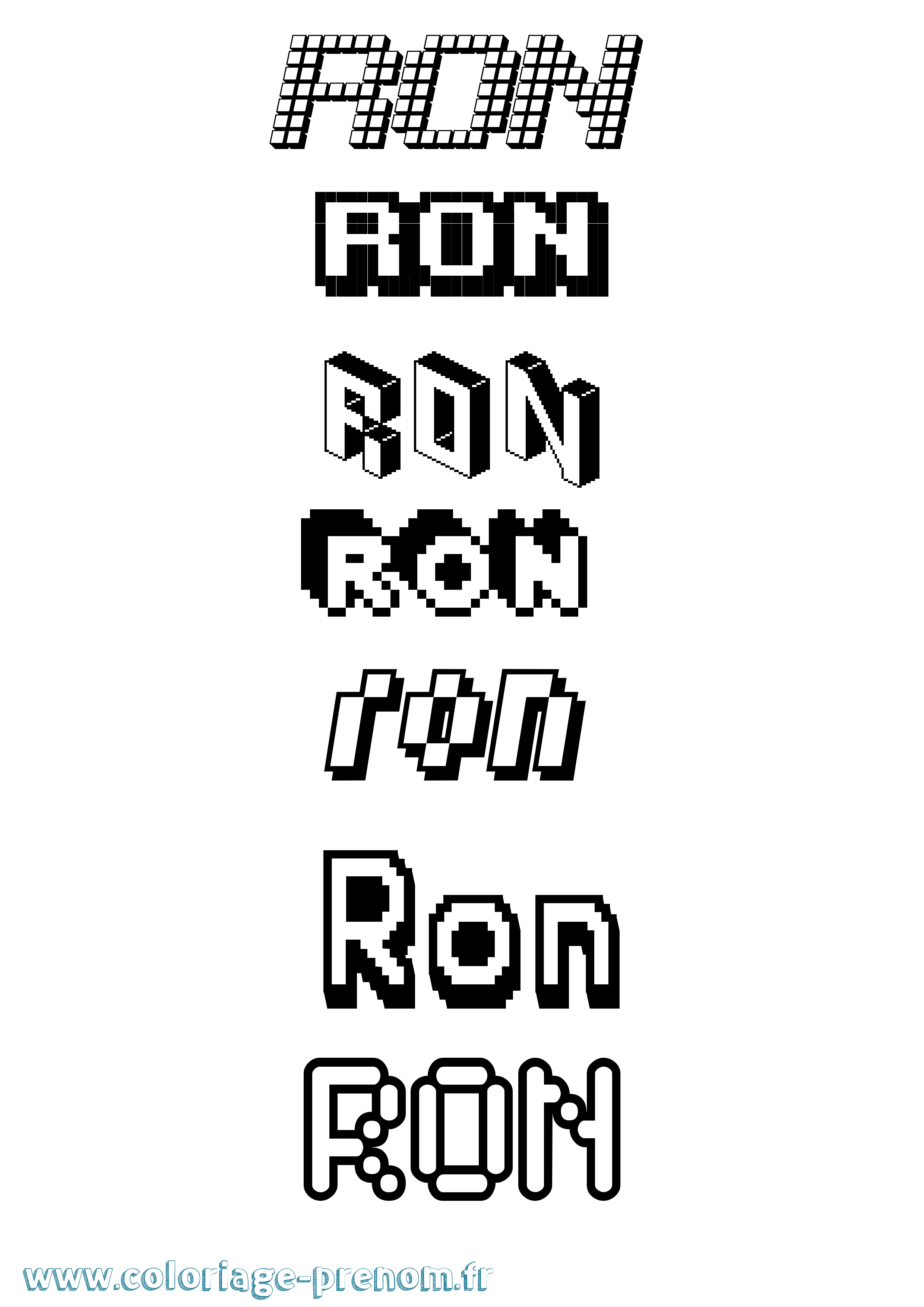 Coloriage prénom Ron Pixel