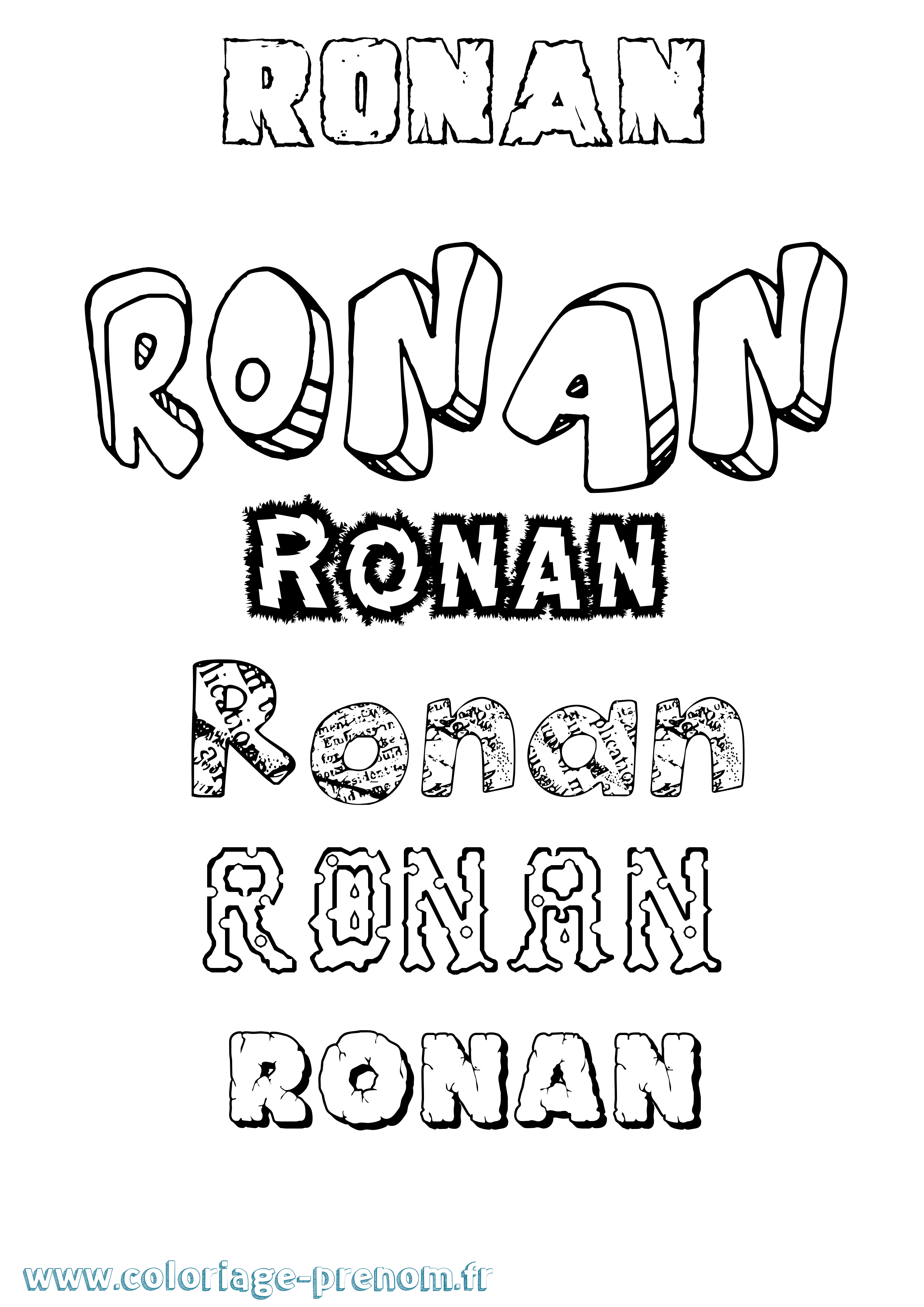 Coloriage Ronan Destructuré Coloriage prénom Ronan Destructuré