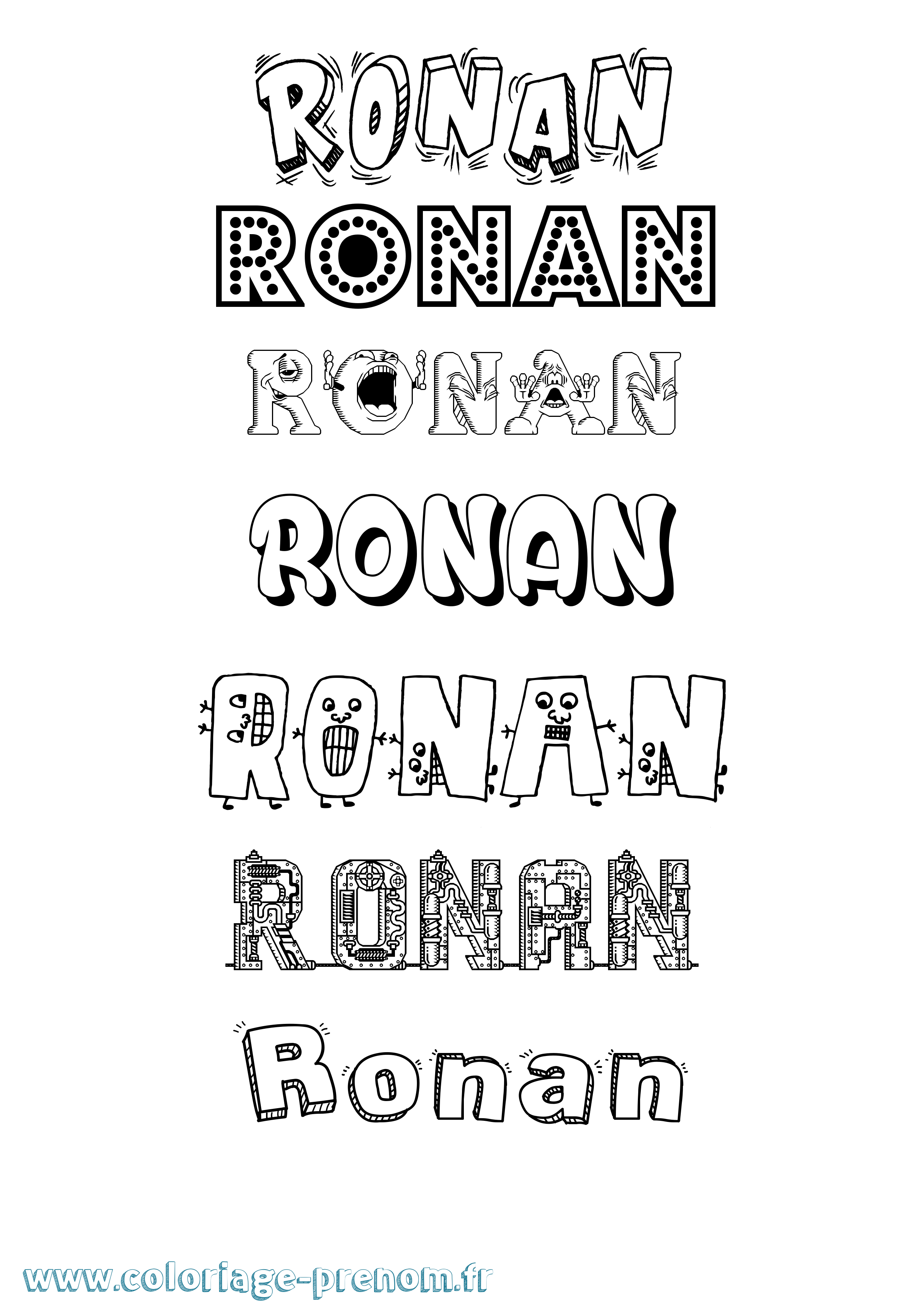 Coloriage Ronan Fun Coloriage prénom Ronan Fun