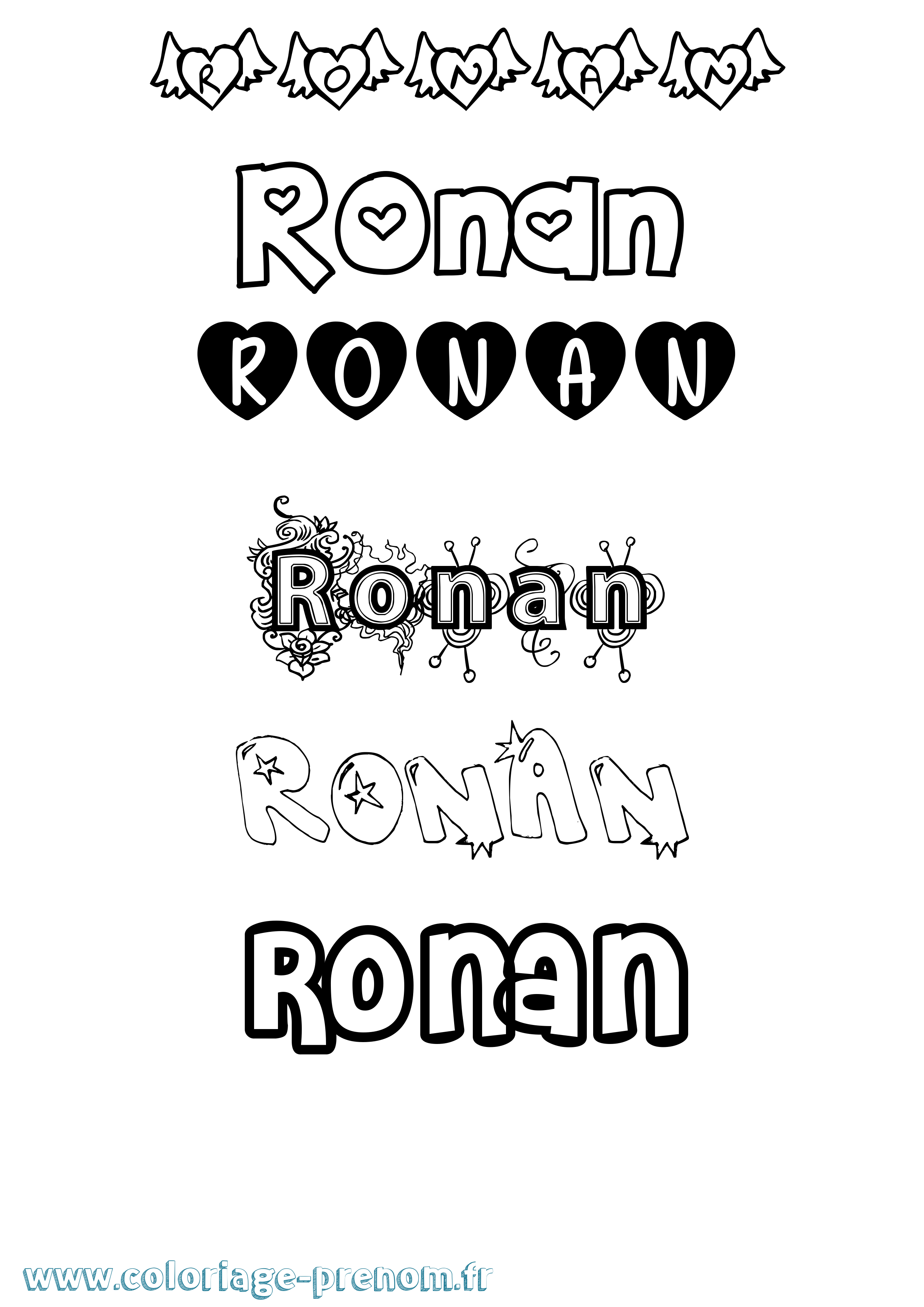 Coloriage Ronan Girly Coloriage prénom Ronan Girly