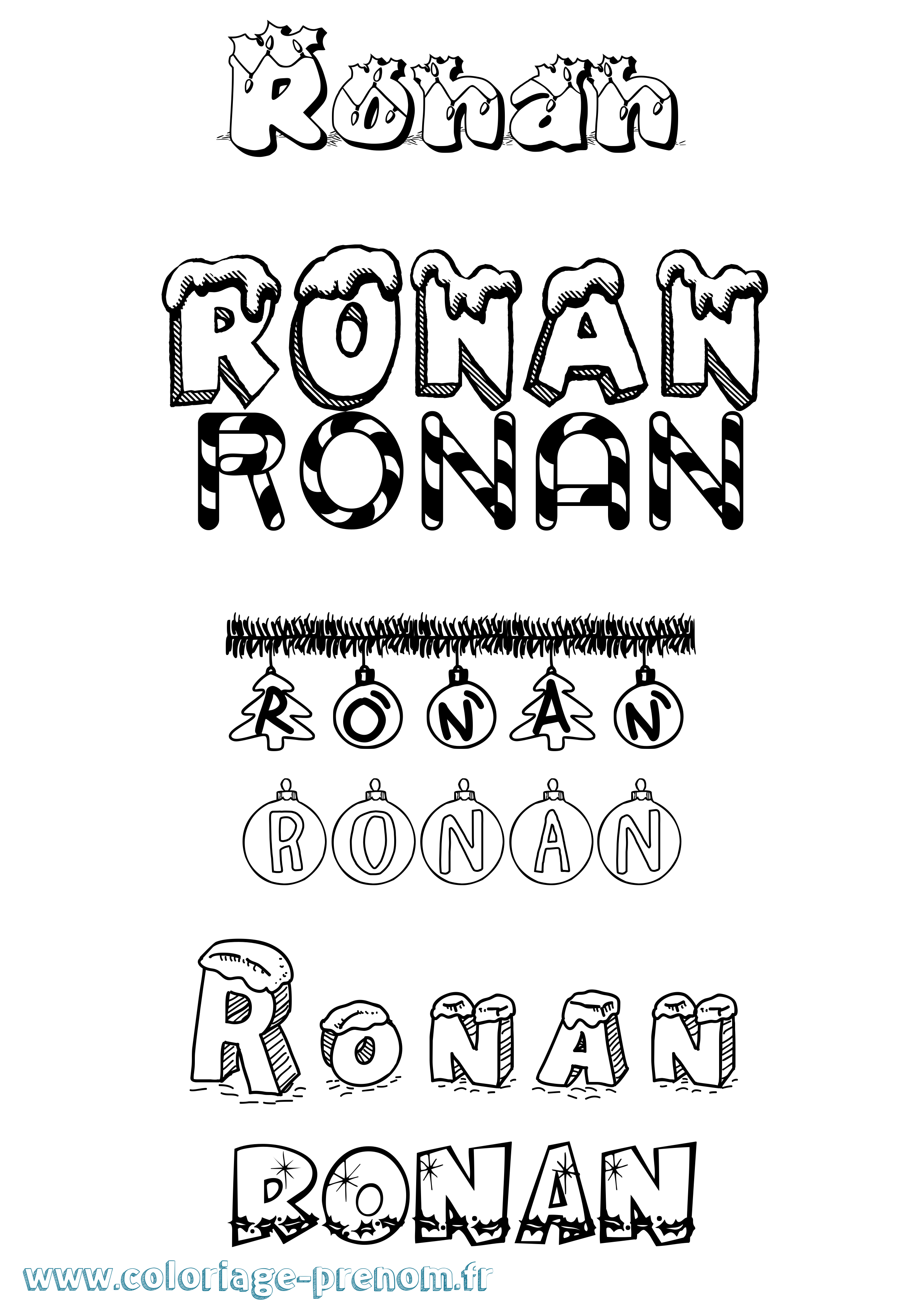 Coloriage Ronan Noël Coloriage prénom Ronan Noël