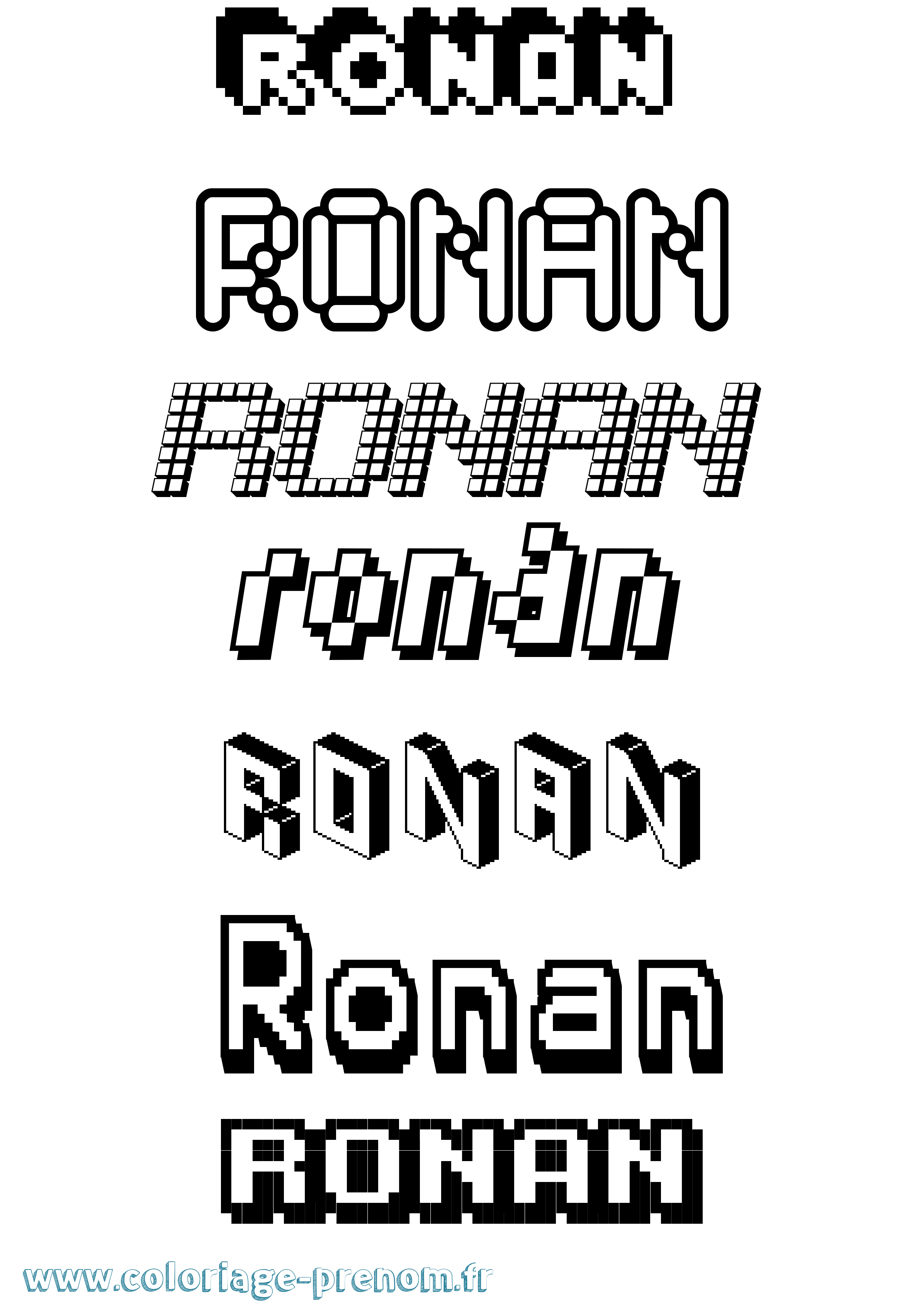 Coloriage Ronan Pixel Coloriage prénom Ronan Pixel