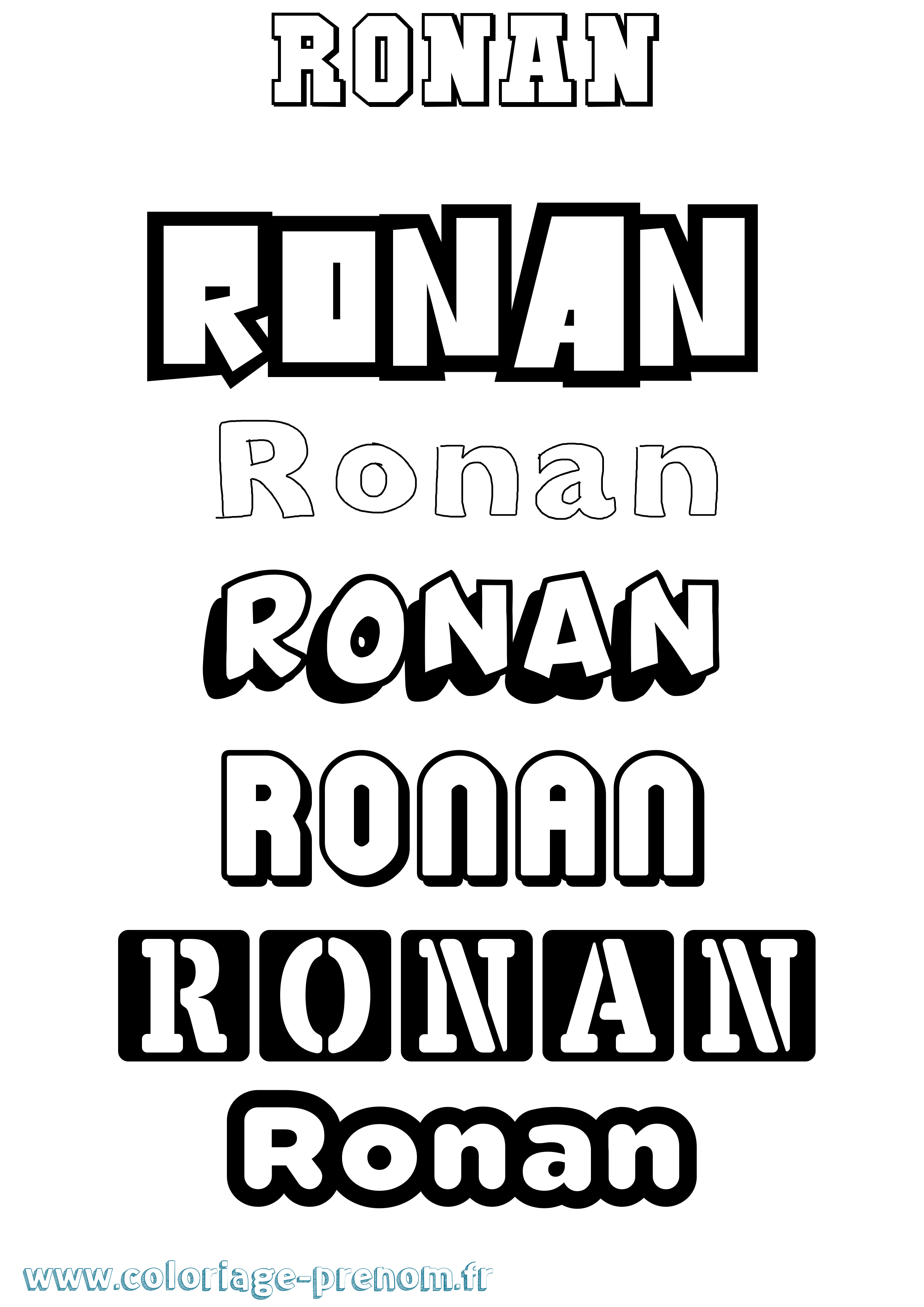 Coloriage Ronan Simple Coloriage prénom Ronan Simple