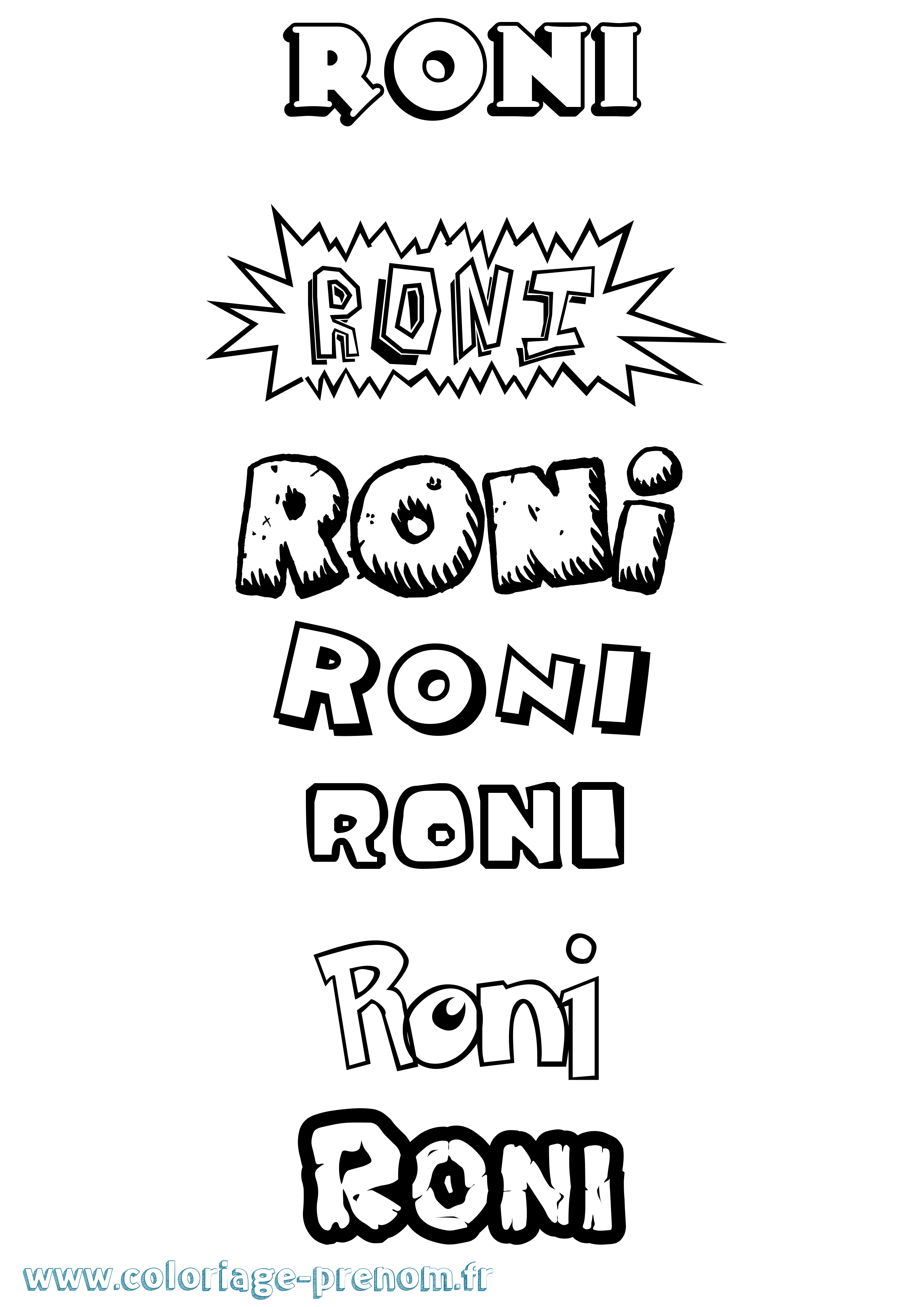 Coloriage prénom Roni Dessin Animé