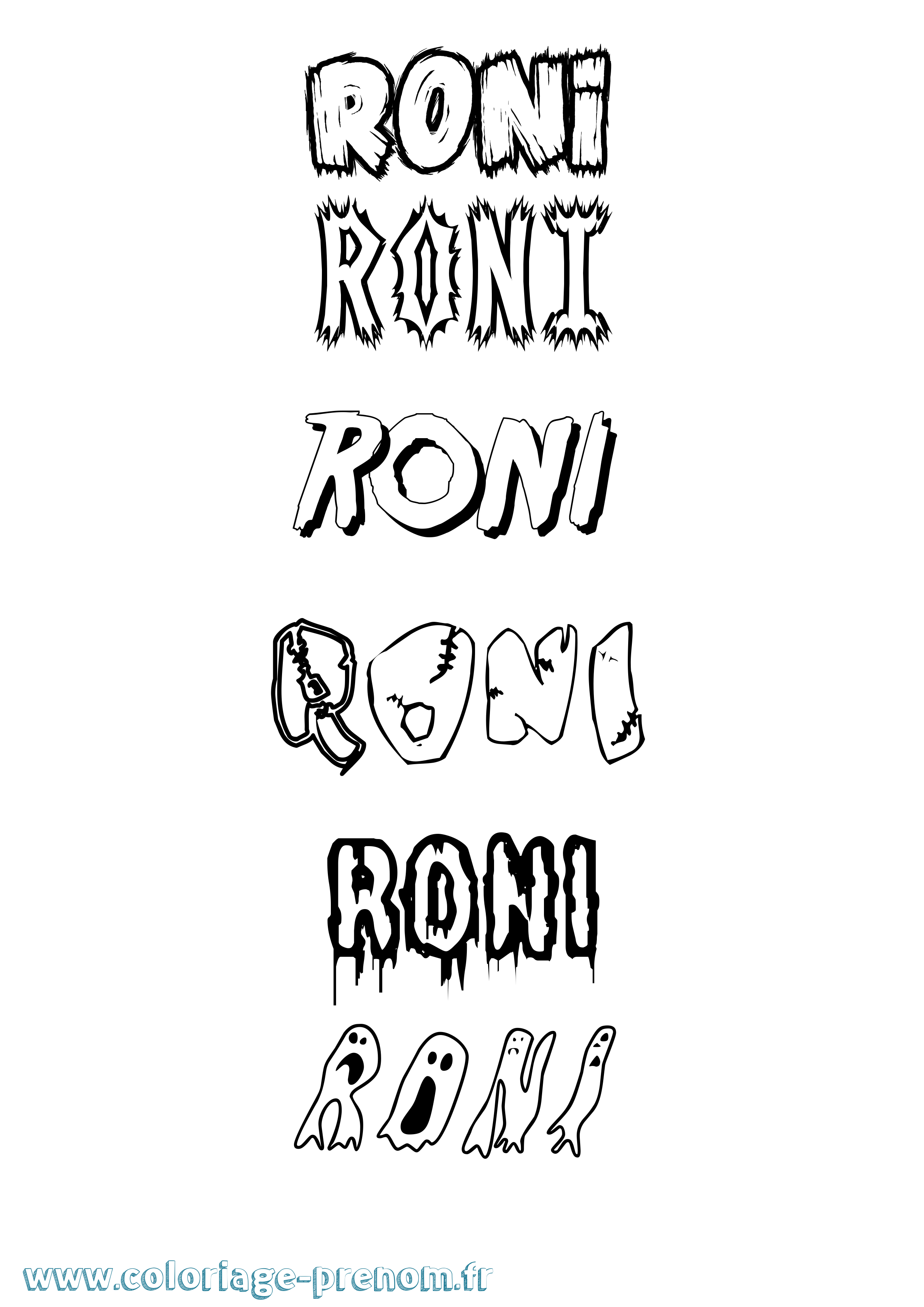 Coloriage prénom Roni Frisson
