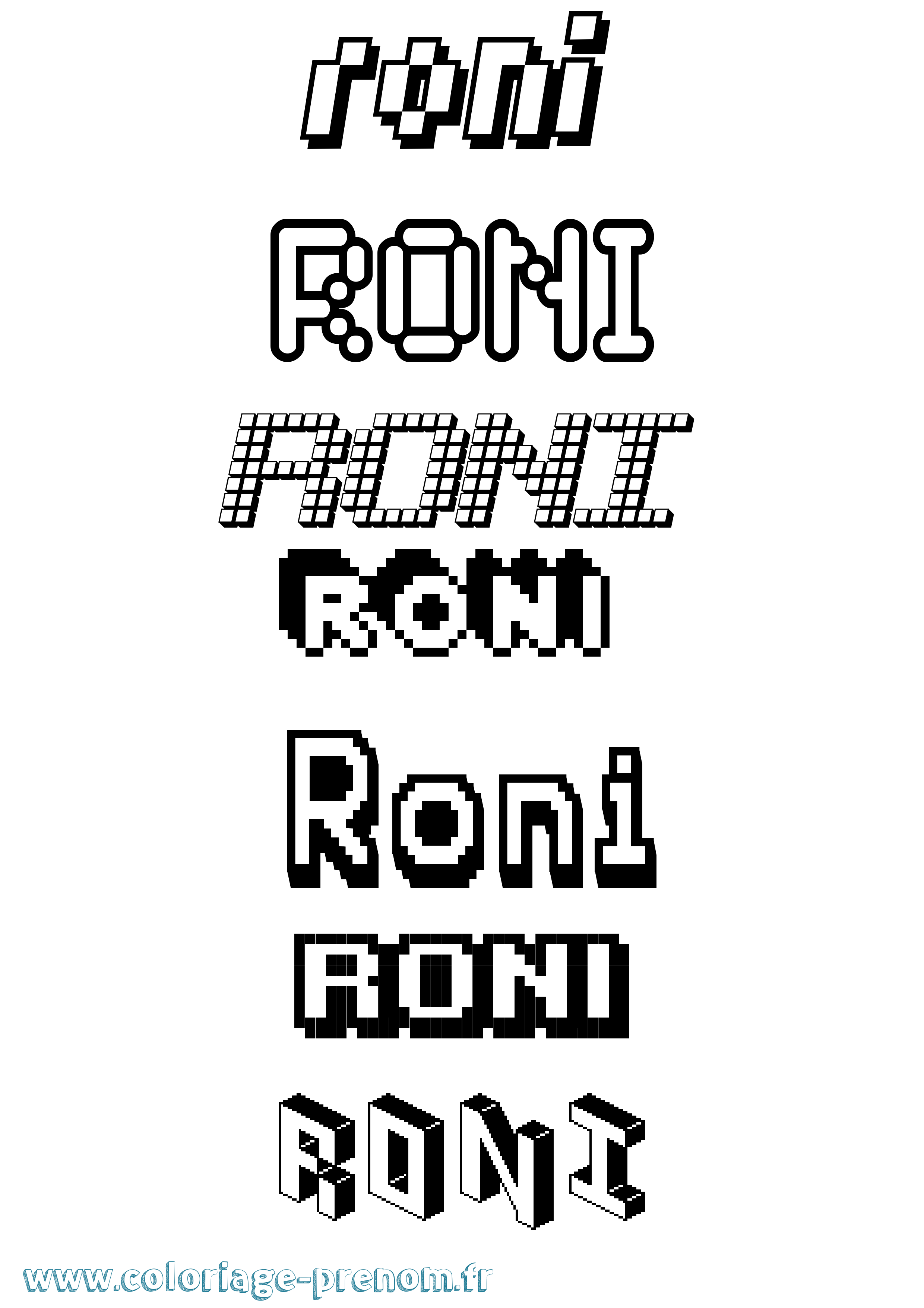 Coloriage prénom Roni Pixel
