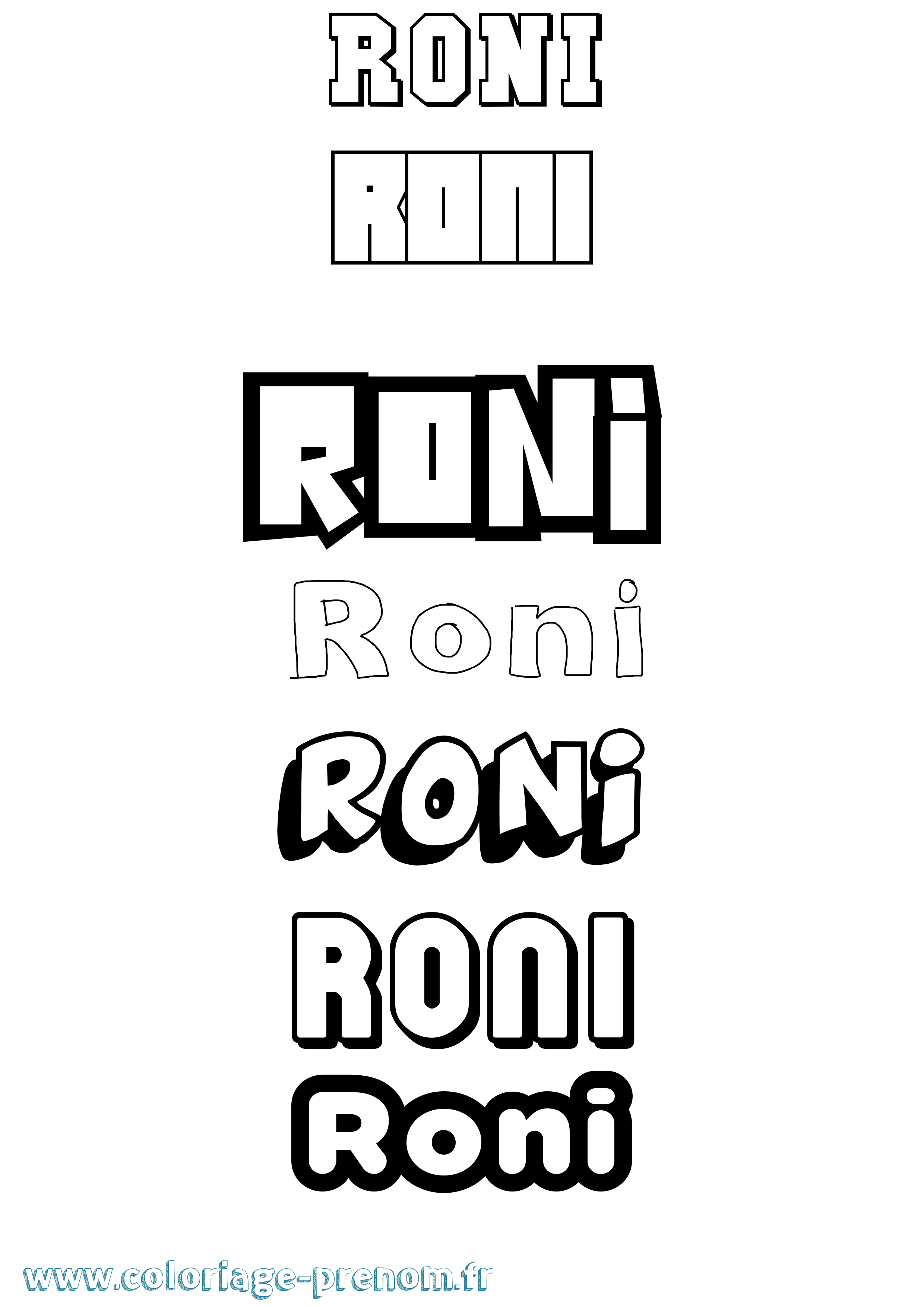 Coloriage prénom Roni Simple