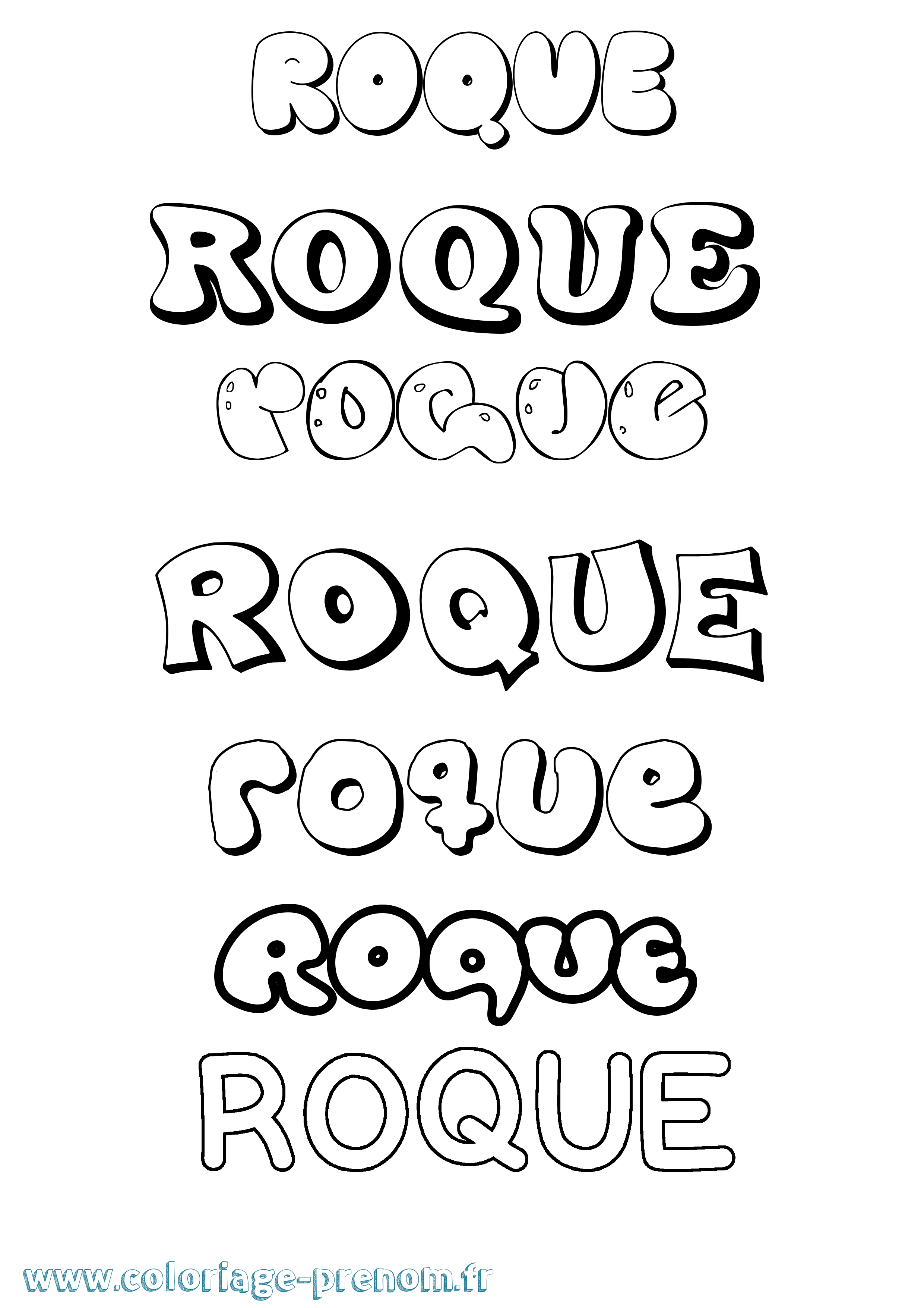 Coloriage prénom Roque Bubble
